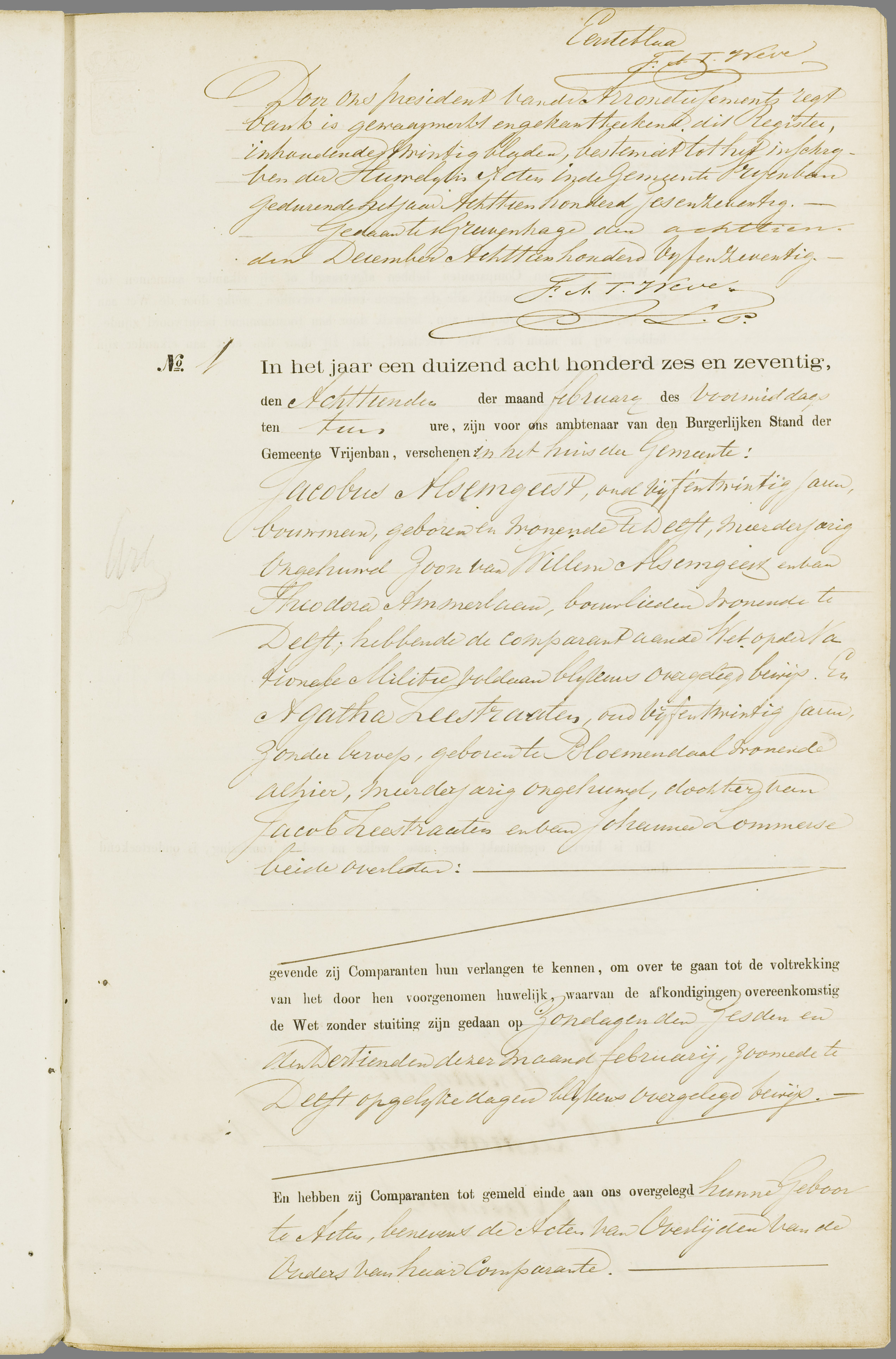Scan 92 uit het bronpakket: Vrijenban: register van huwelijks- en echtscheidingsakten, 1873–1882