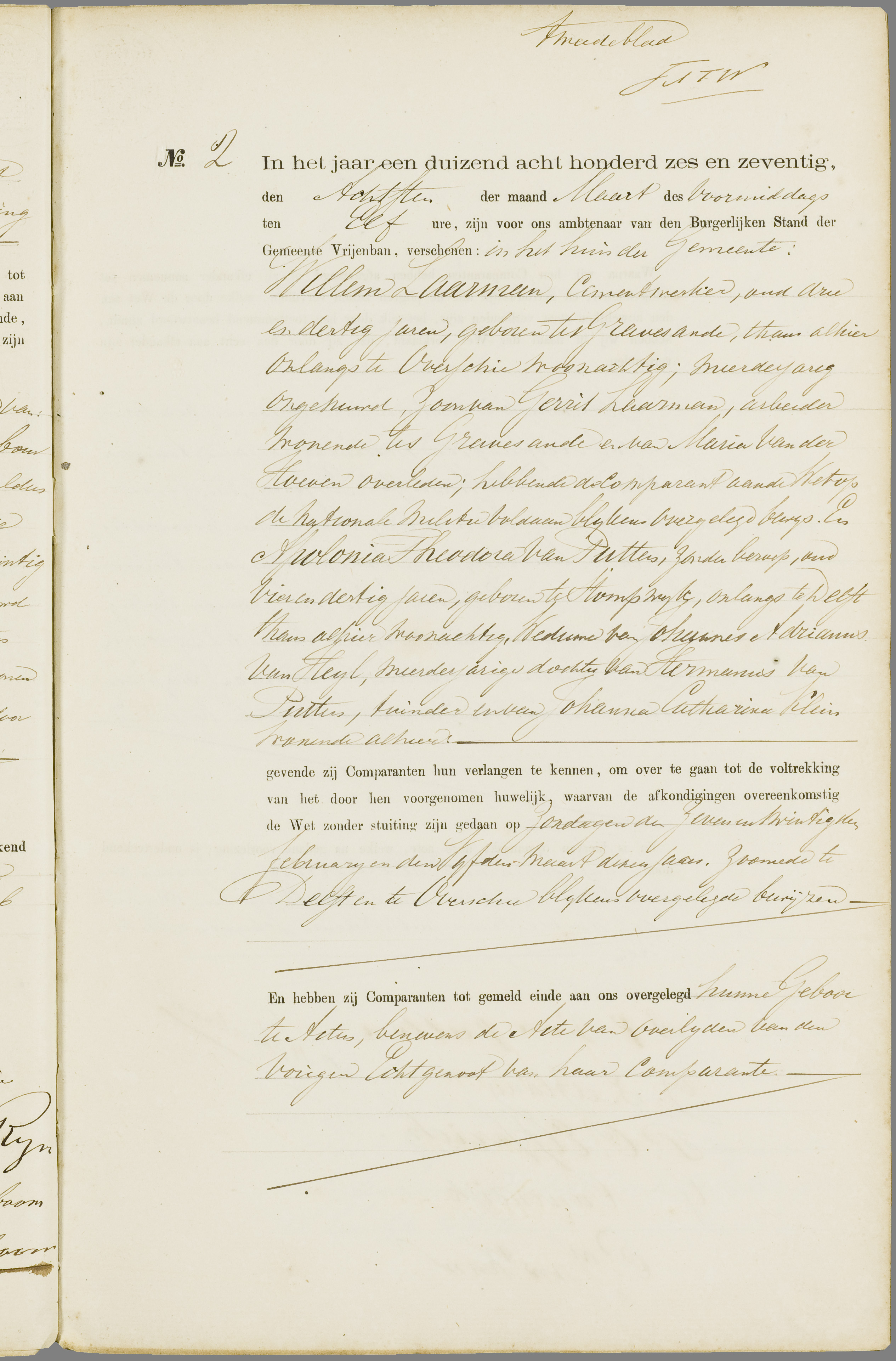 Scan 94 uit het bronpakket: Vrijenban: register van huwelijks- en echtscheidingsakten, 1873–1882