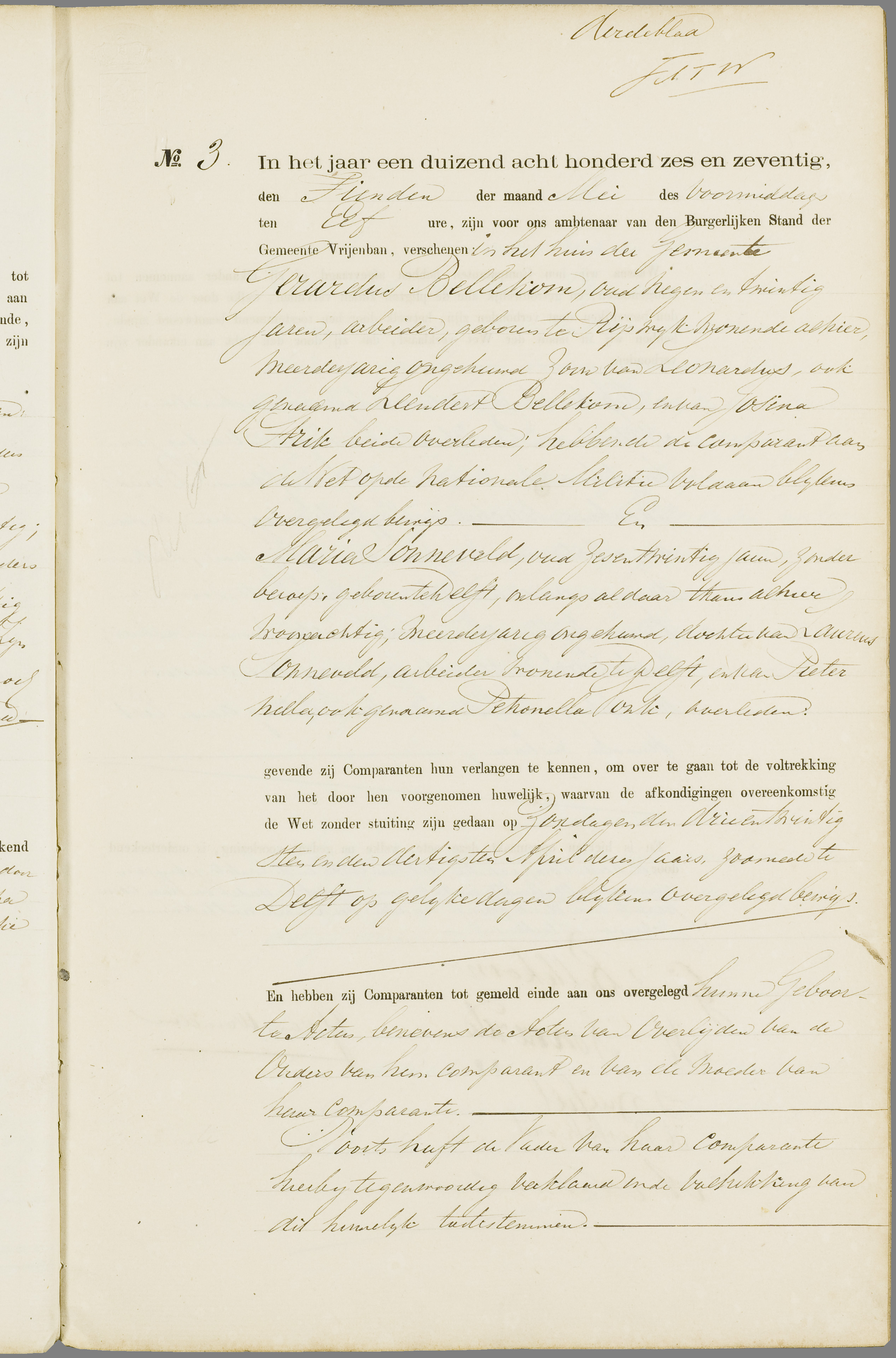 Scan 96 uit het bronpakket: Vrijenban: register van huwelijks- en echtscheidingsakten, 1873–1882
