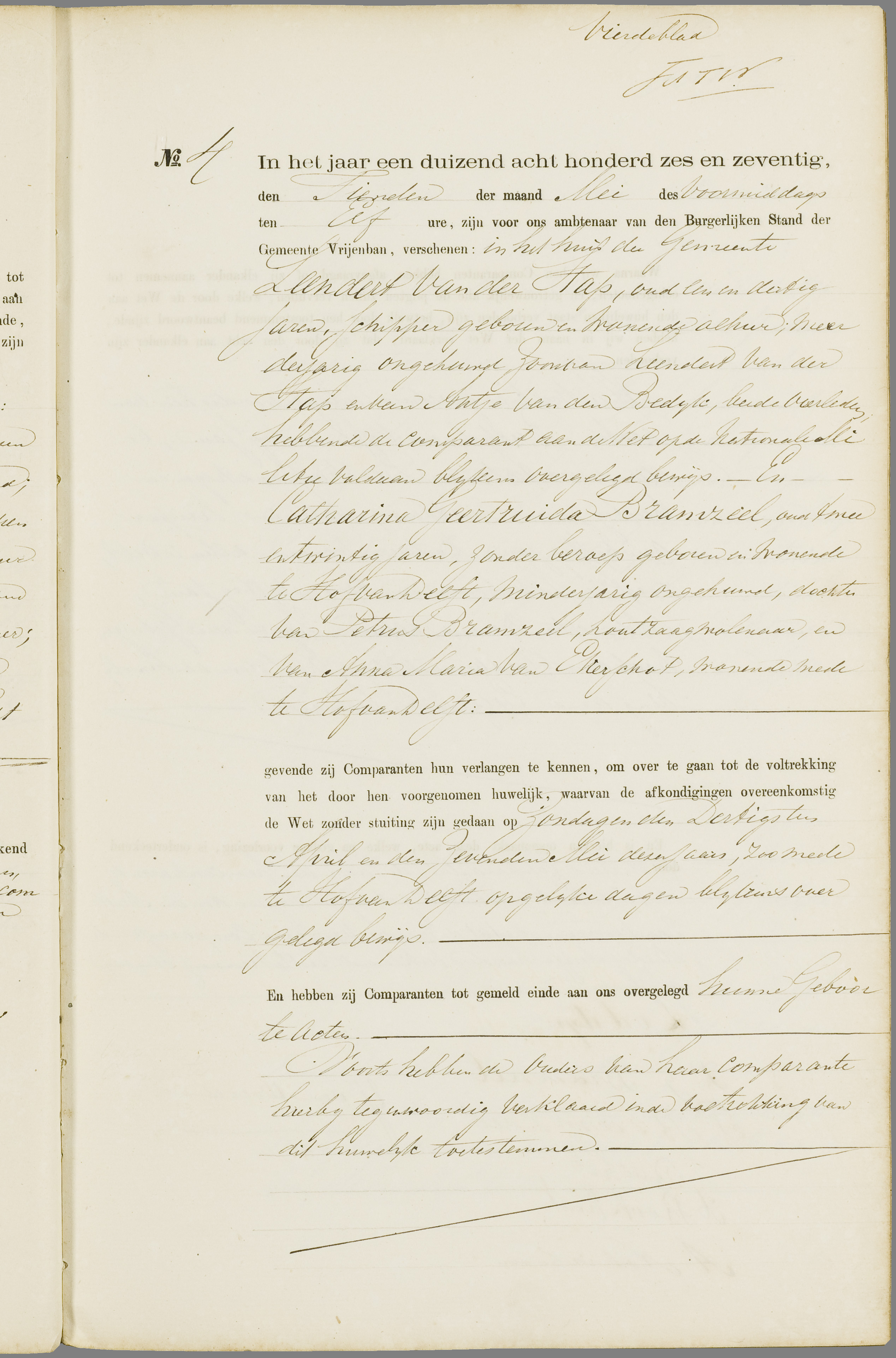 Scan 98 uit het bronpakket: Vrijenban: register van huwelijks- en echtscheidingsakten, 1873–1882