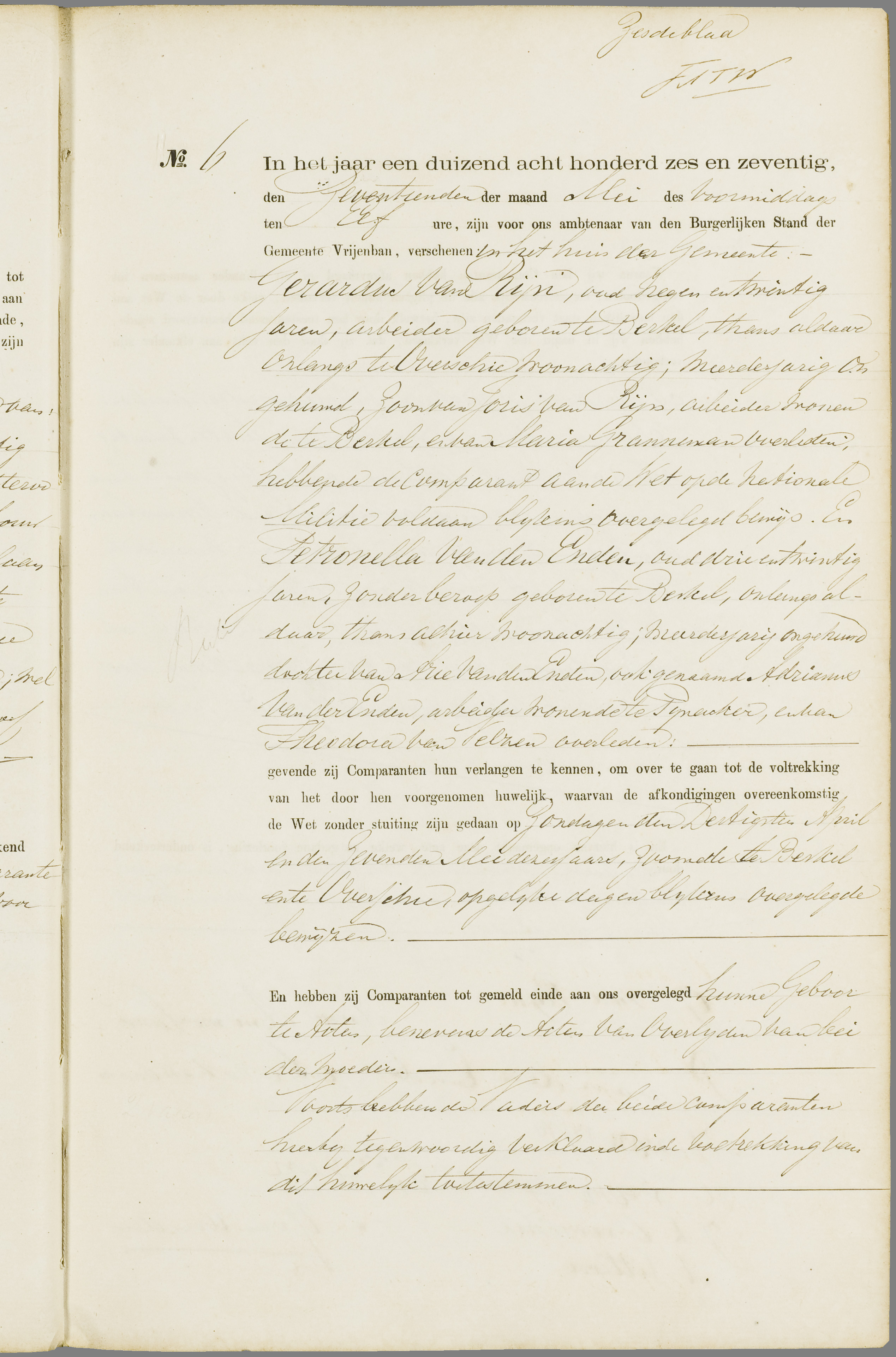 Scan 102 uit het bronpakket: Vrijenban: register van huwelijks- en echtscheidingsakten, 1873–1882