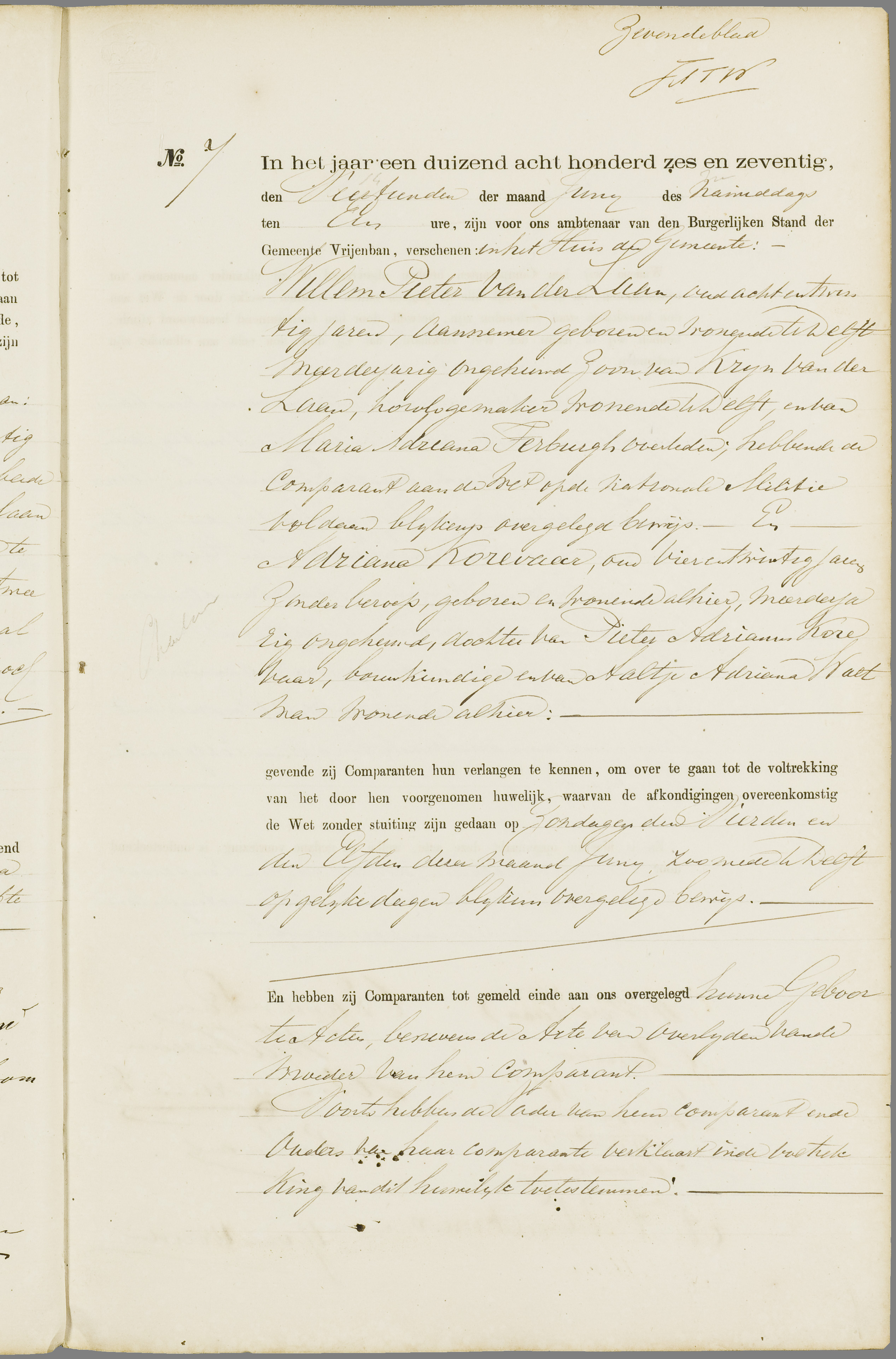 Scan 104 uit het bronpakket: Vrijenban: register van huwelijks- en echtscheidingsakten, 1873–1882