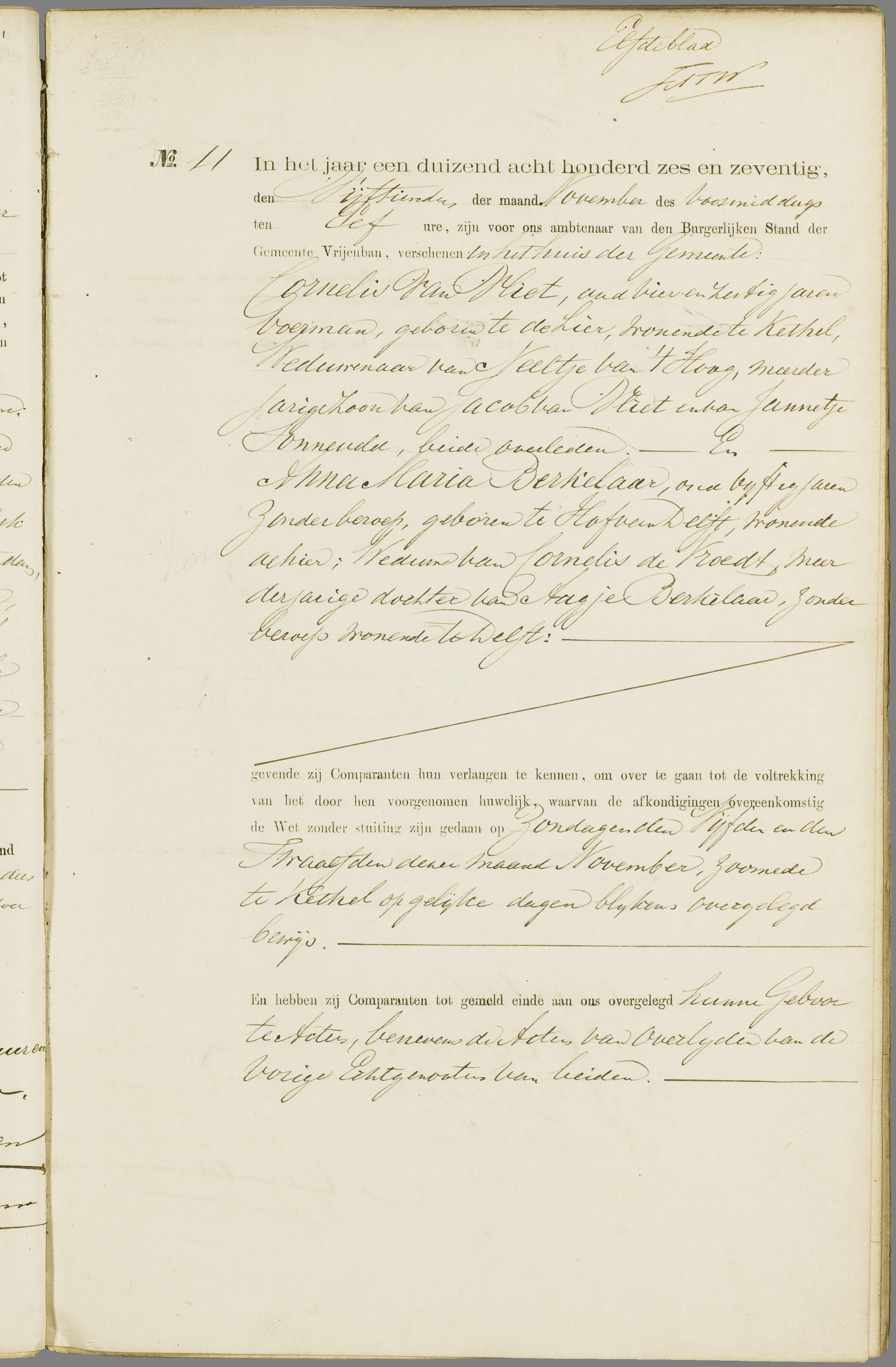 Scan 112 uit het bronpakket: Vrijenban: register van huwelijks- en echtscheidingsakten, 1873–1882