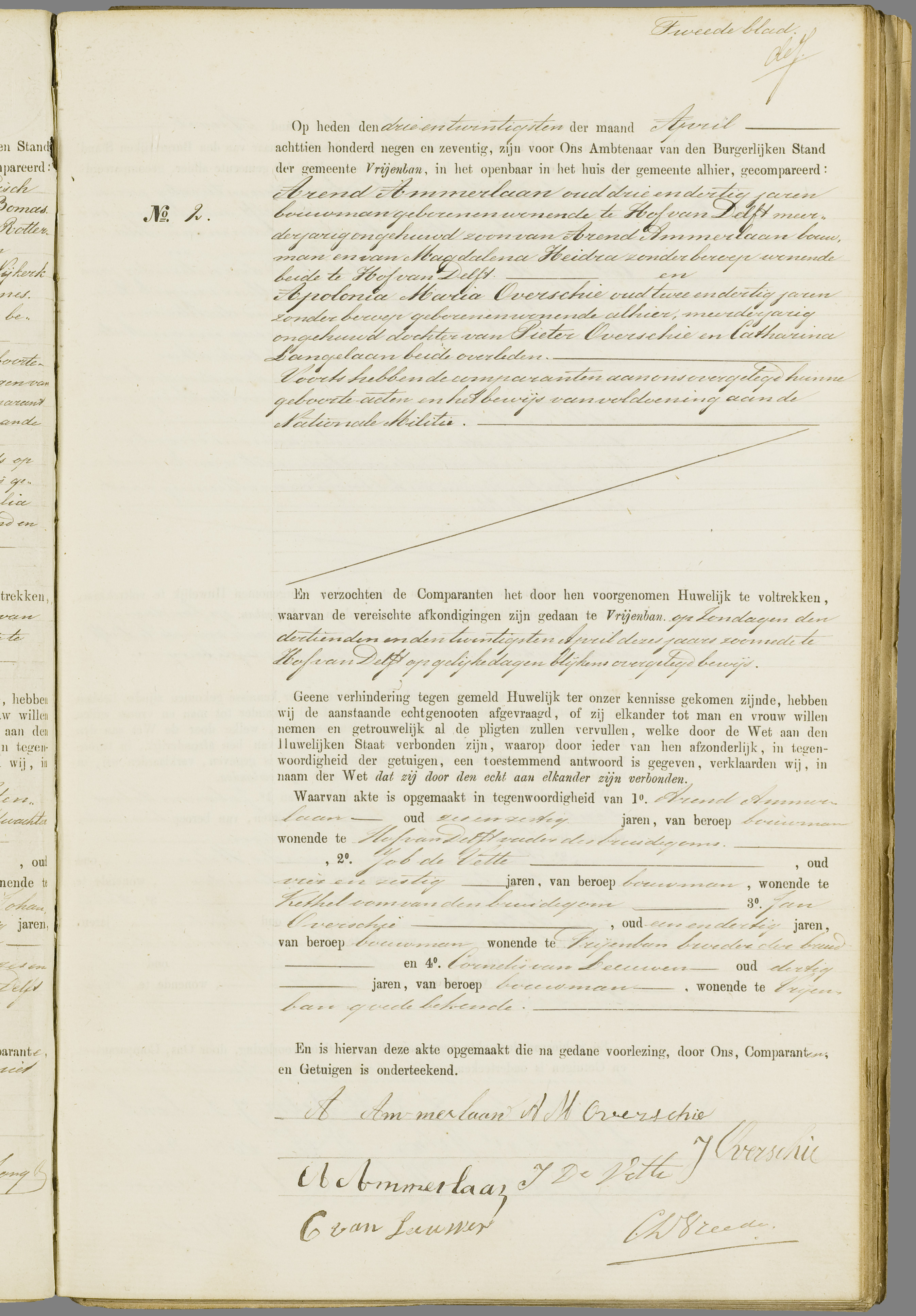 Scan 188 uit het bronpakket: Vrijenban: register van huwelijks- en echtscheidingsakten, 1873–1882