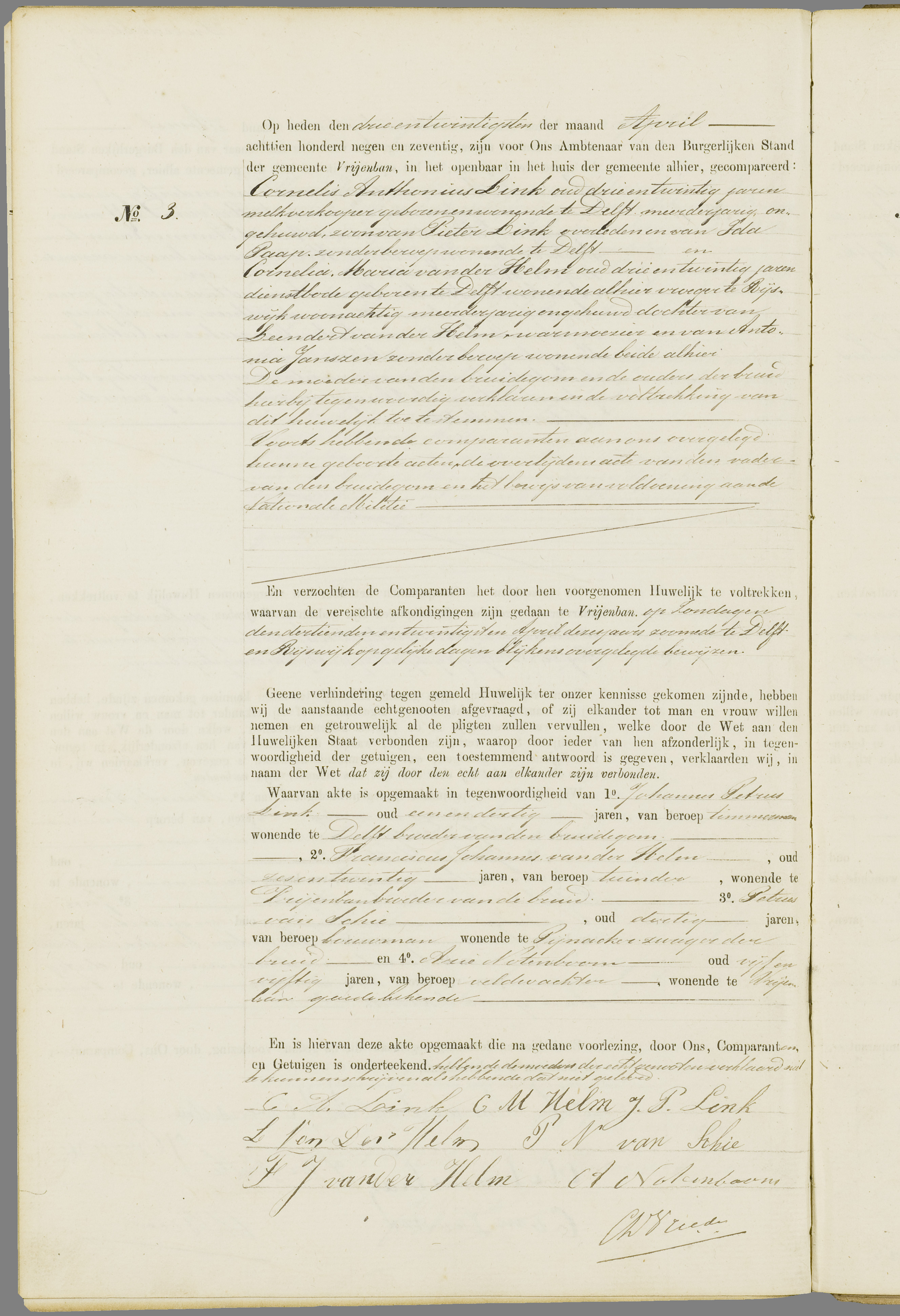 Scan 189 uit het bronpakket: Vrijenban: register van huwelijks- en echtscheidingsakten, 1873–1882