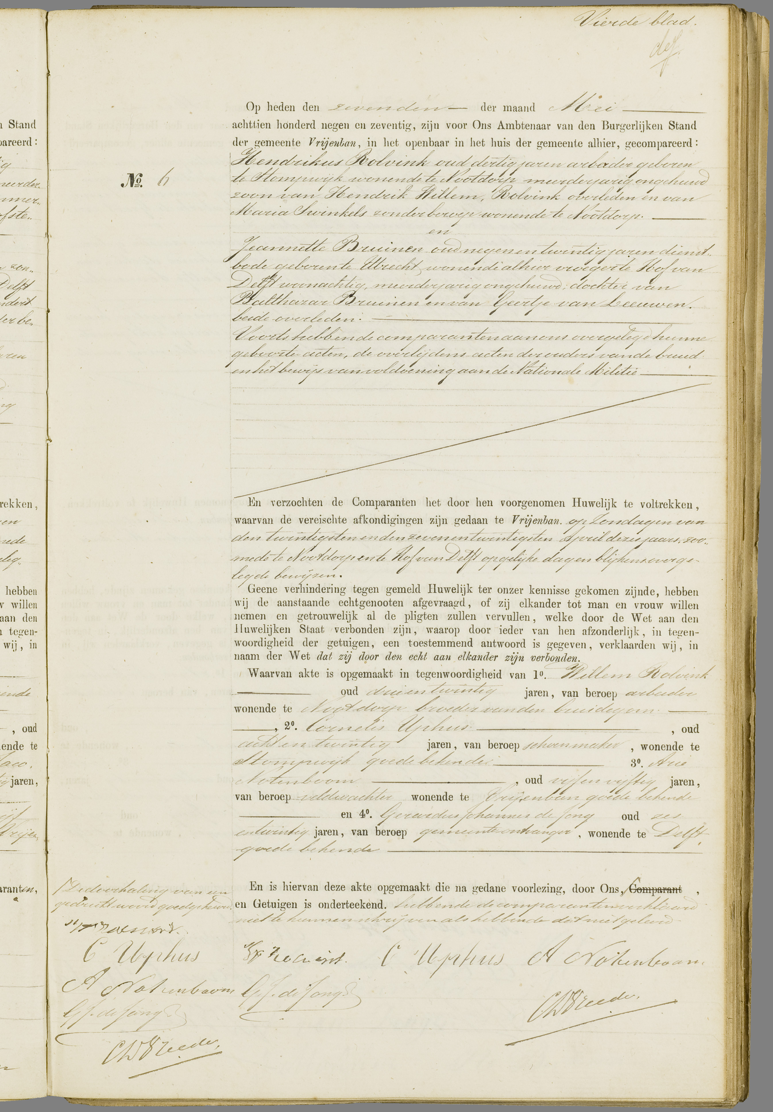 Scan 192 uit het bronpakket: Vrijenban: register van huwelijks- en echtscheidingsakten, 1873–1882