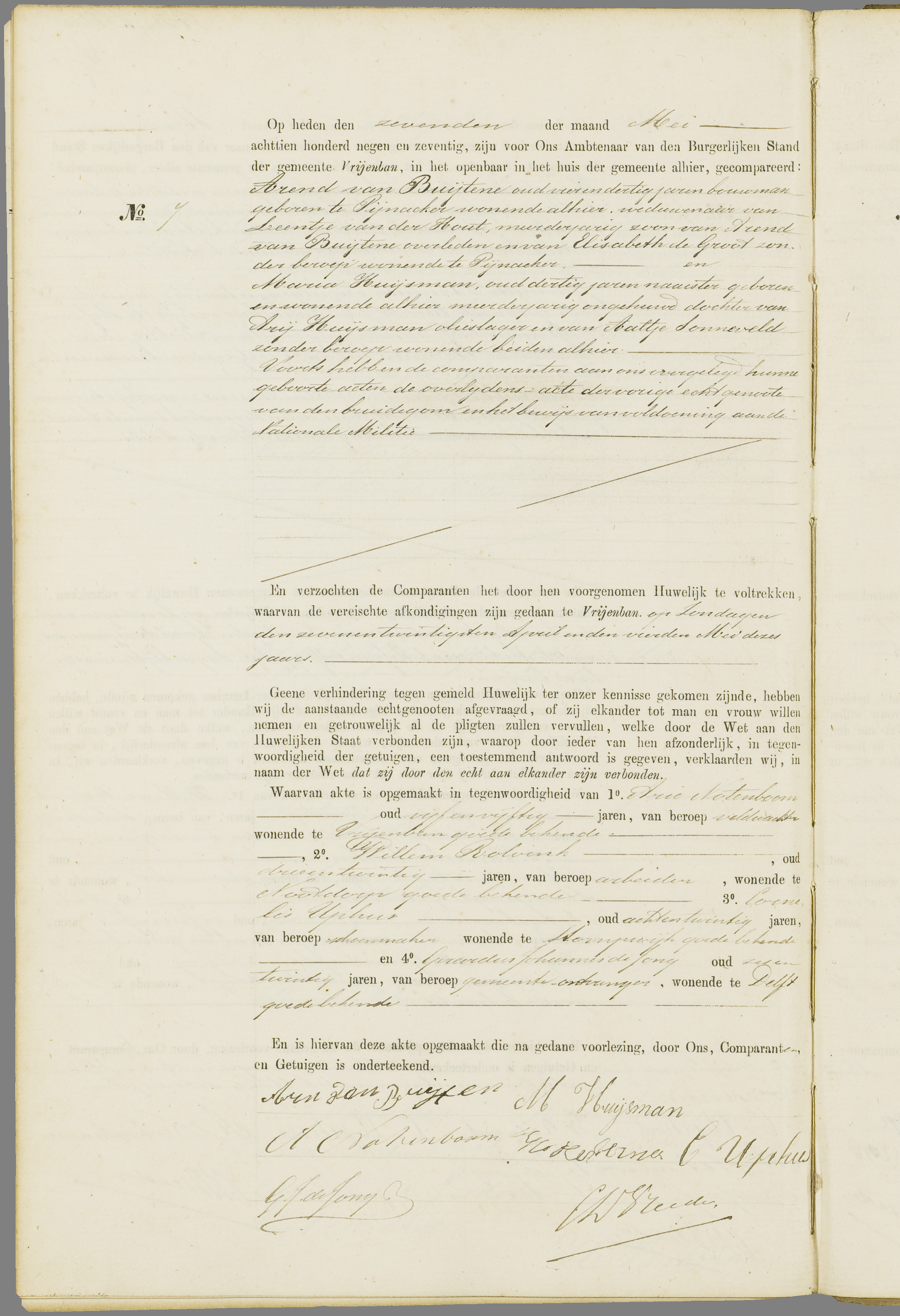 Scan 193 uit het bronpakket: Vrijenban: register van huwelijks- en echtscheidingsakten, 1873–1882