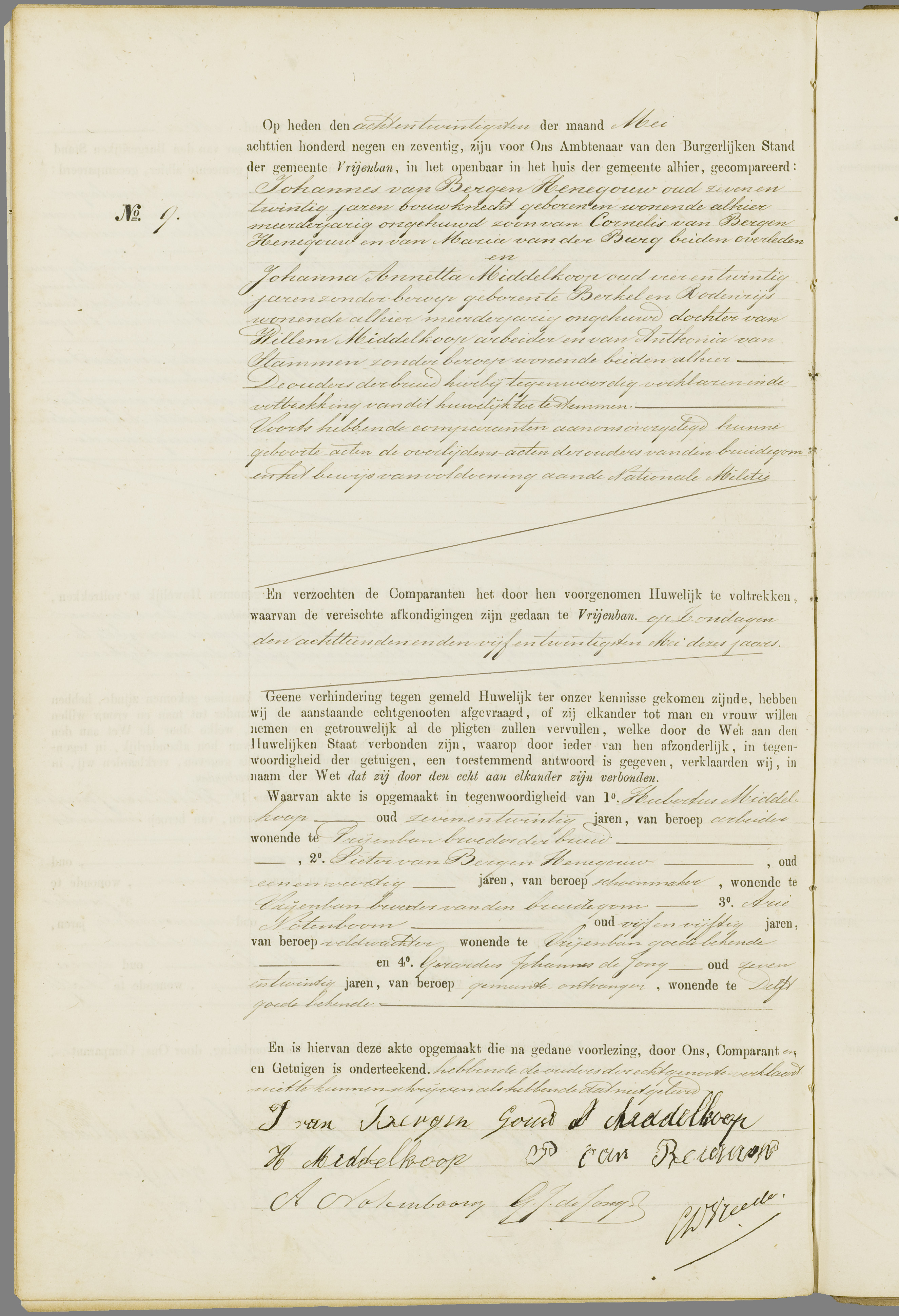 Scan 195 uit het bronpakket: Vrijenban: register van huwelijks- en echtscheidingsakten, 1873–1882