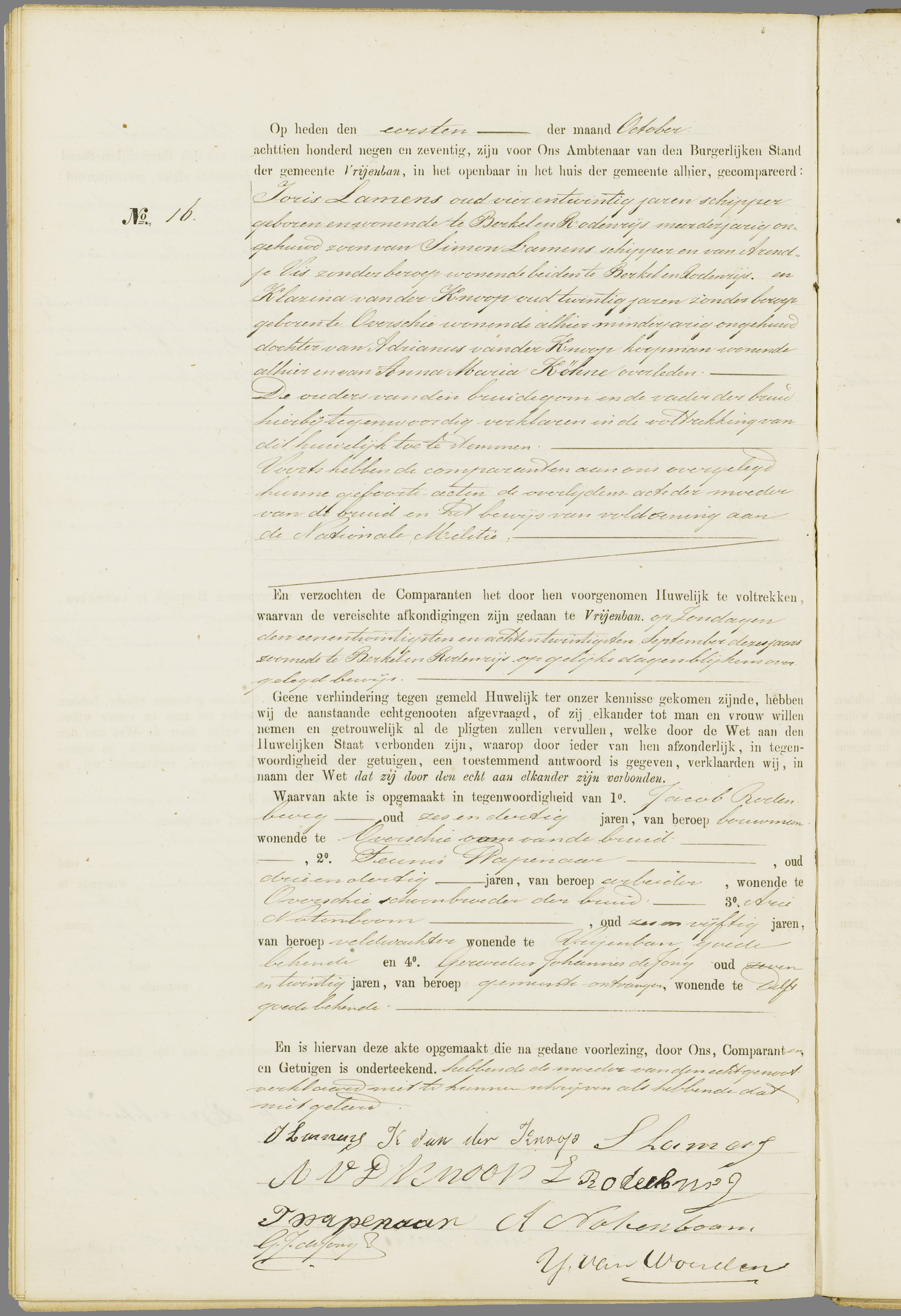 Scan 203 uit het bronpakket: Vrijenban: register van huwelijks- en echtscheidingsakten, 1873–1882