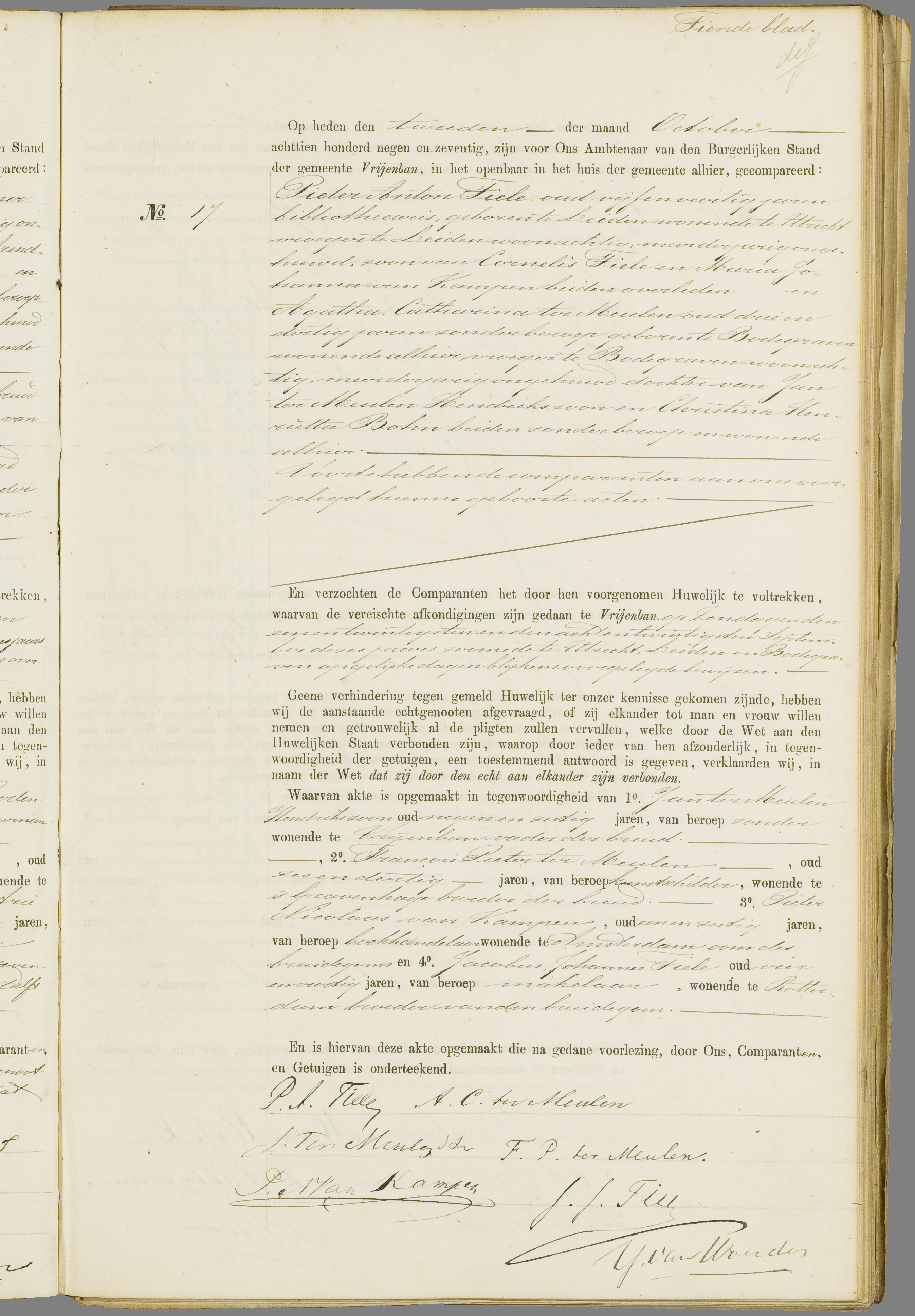 Scan 204 uit het bronpakket: Vrijenban: register van huwelijks- en echtscheidingsakten, 1873–1882