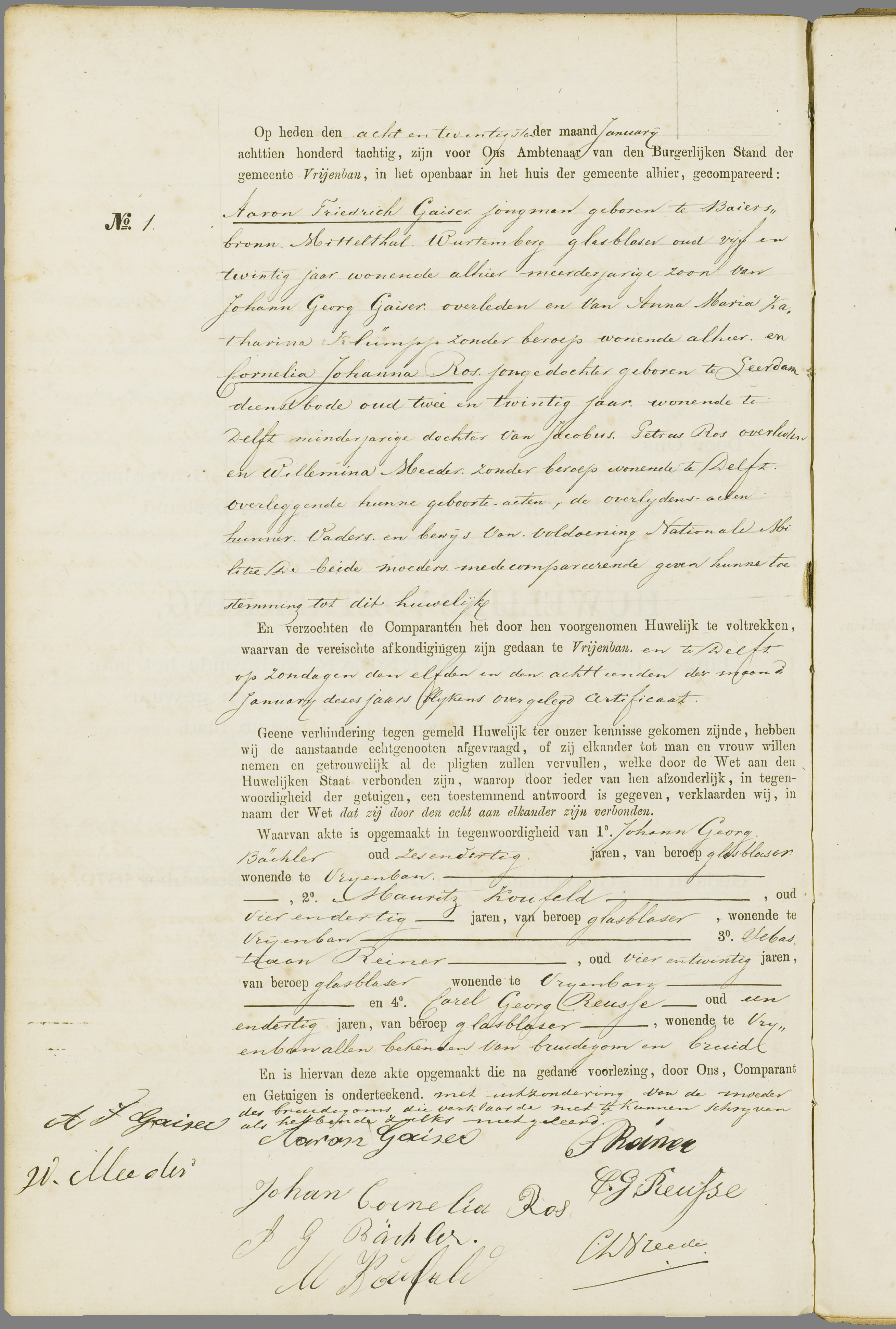 Scan 209 uit het bronpakket: Vrijenban: register van huwelijks- en echtscheidingsakten, 1873–1882