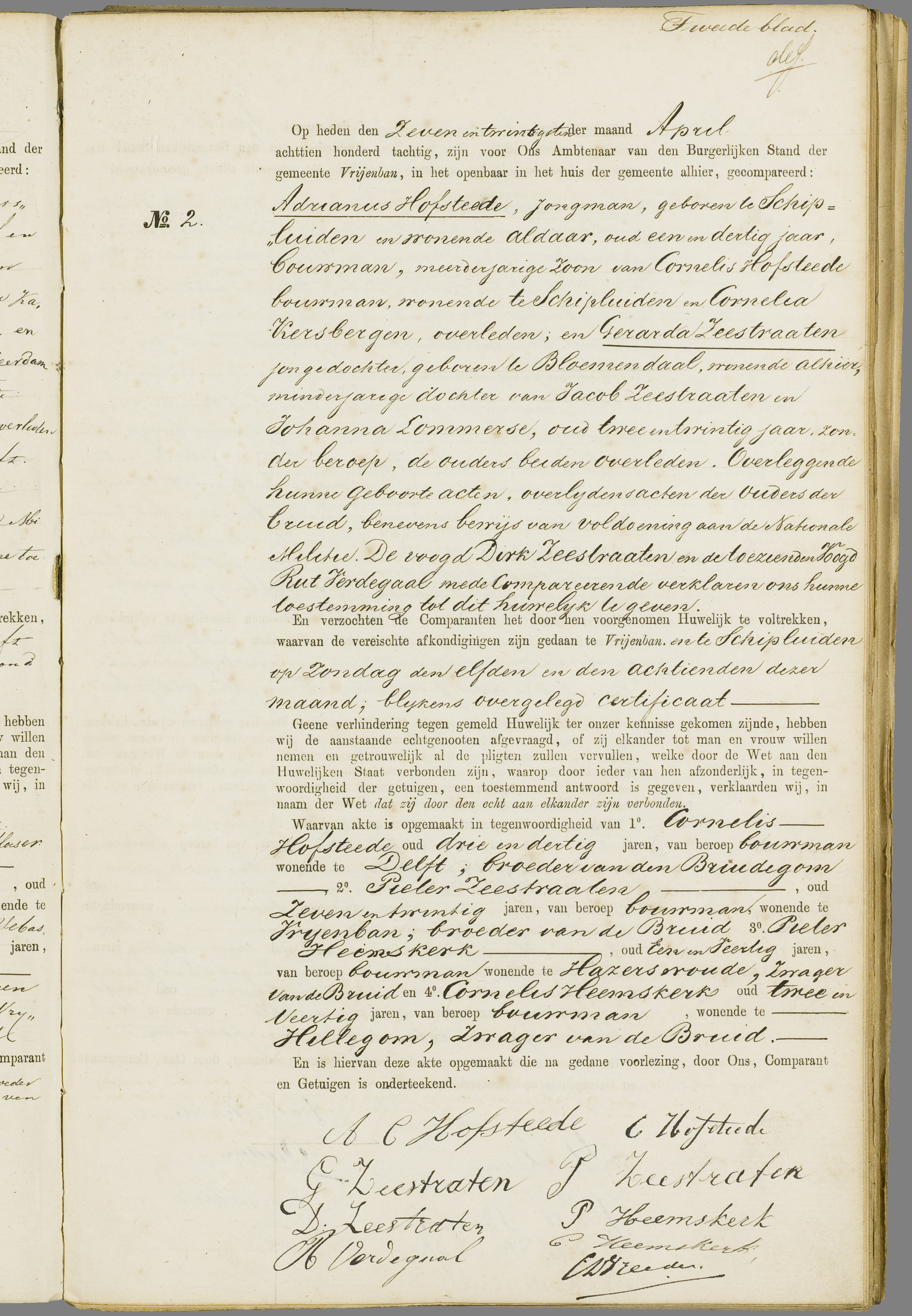 Scan 210 uit het bronpakket: Vrijenban: register van huwelijks- en echtscheidingsakten, 1873–1882