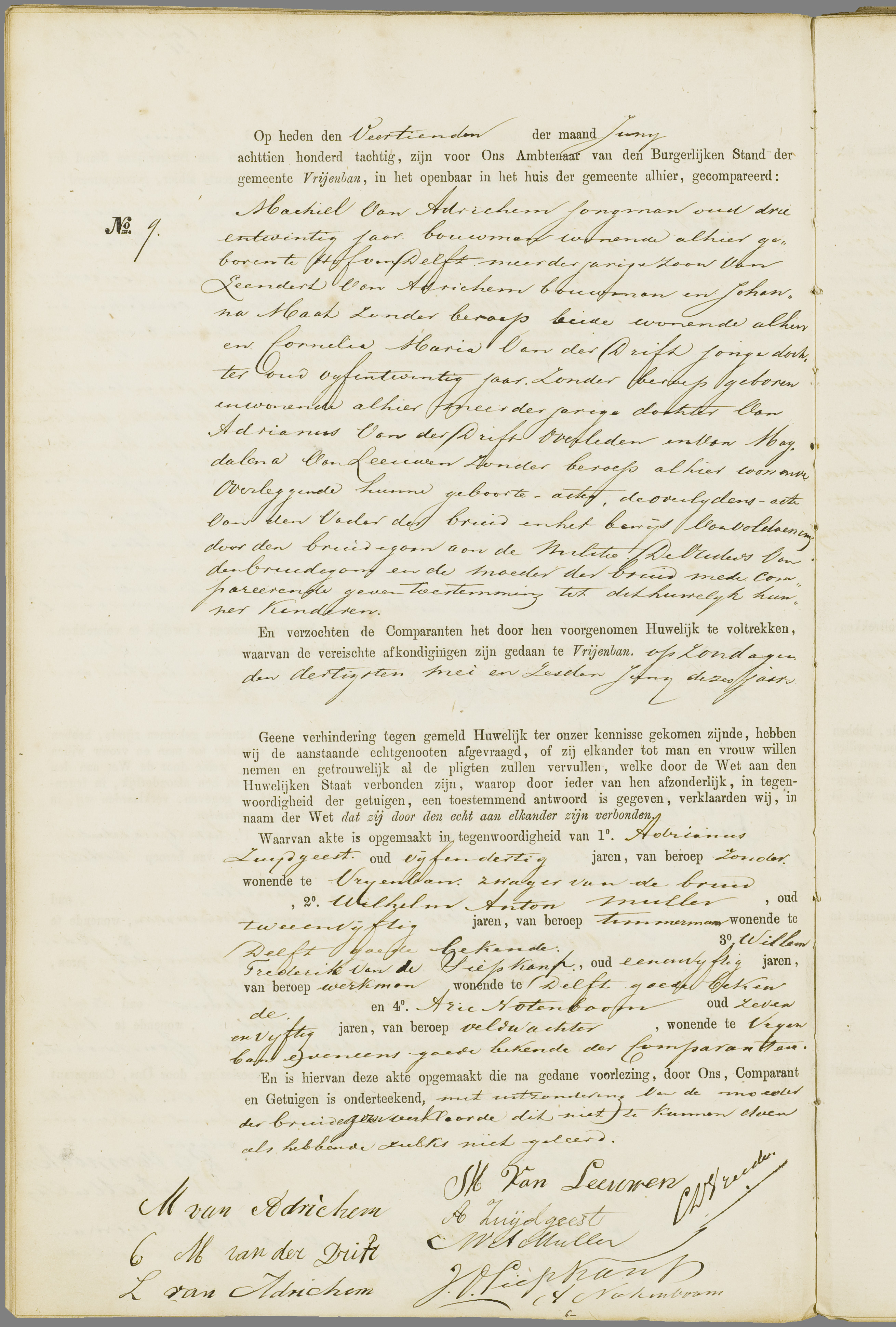 Scan 217 uit het bronpakket: Vrijenban: register van huwelijks- en echtscheidingsakten, 1873–1882