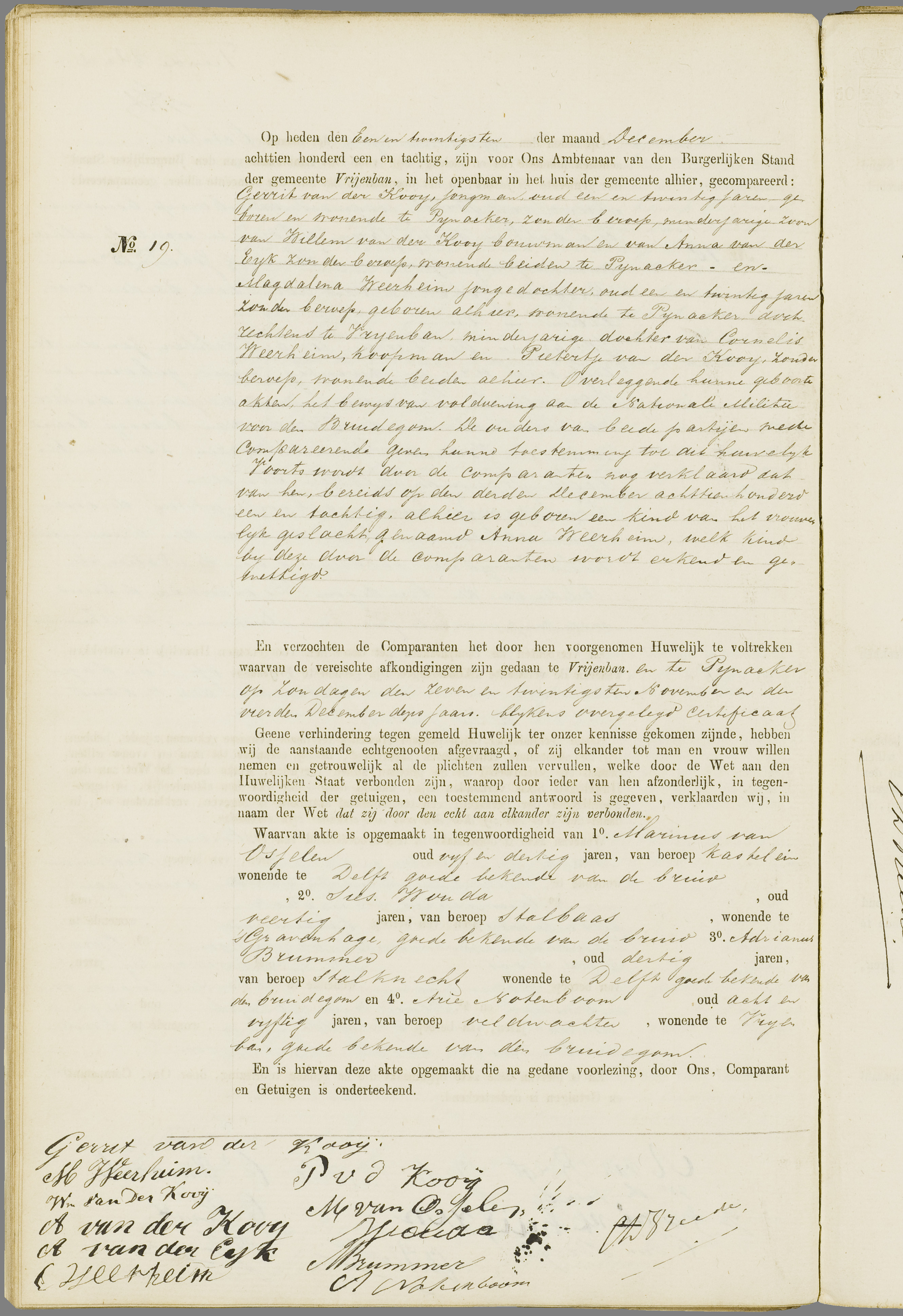 Scan 243 uit het bronpakket: Vrijenban: register van huwelijks- en echtscheidingsakten, 1873–1882
