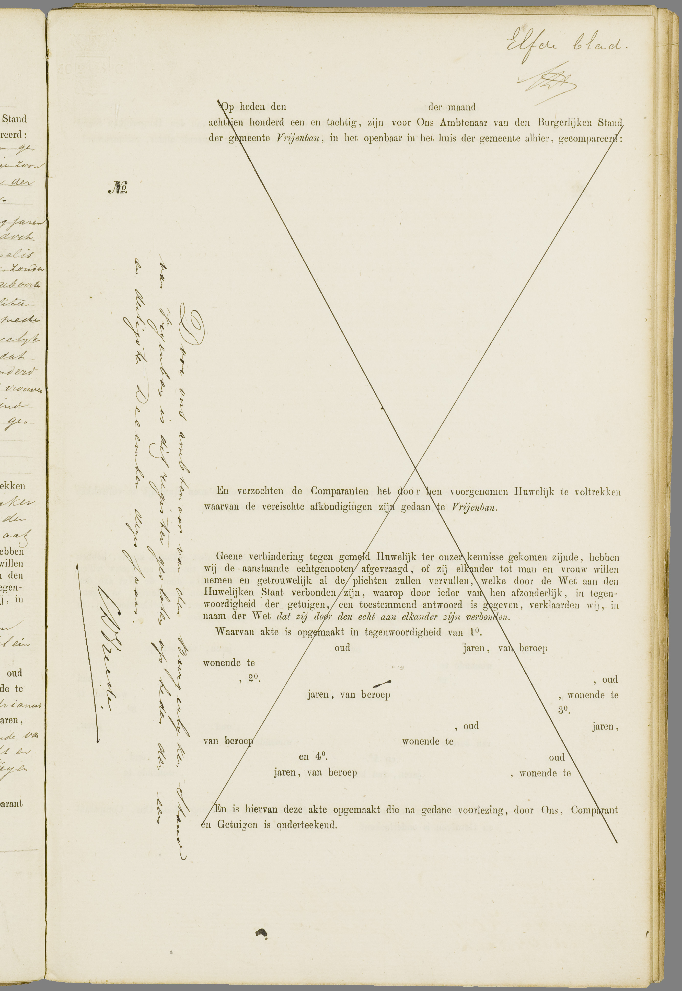 Scan 244 uit het bronpakket: Vrijenban: register van huwelijks- en echtscheidingsakten, 1873–1882