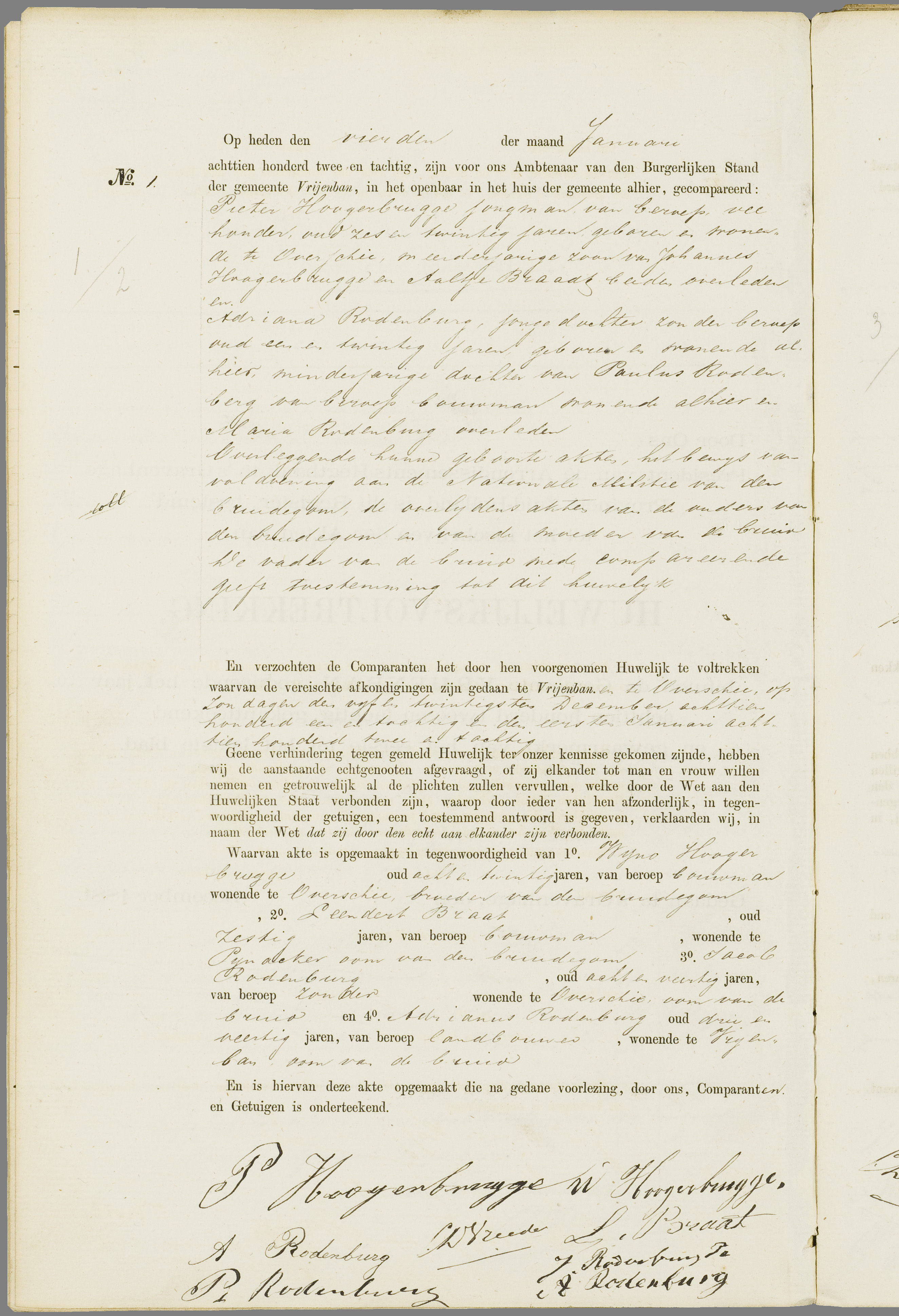 Scan 247 uit het bronpakket: Vrijenban: register van huwelijks- en echtscheidingsakten, 1873–1882