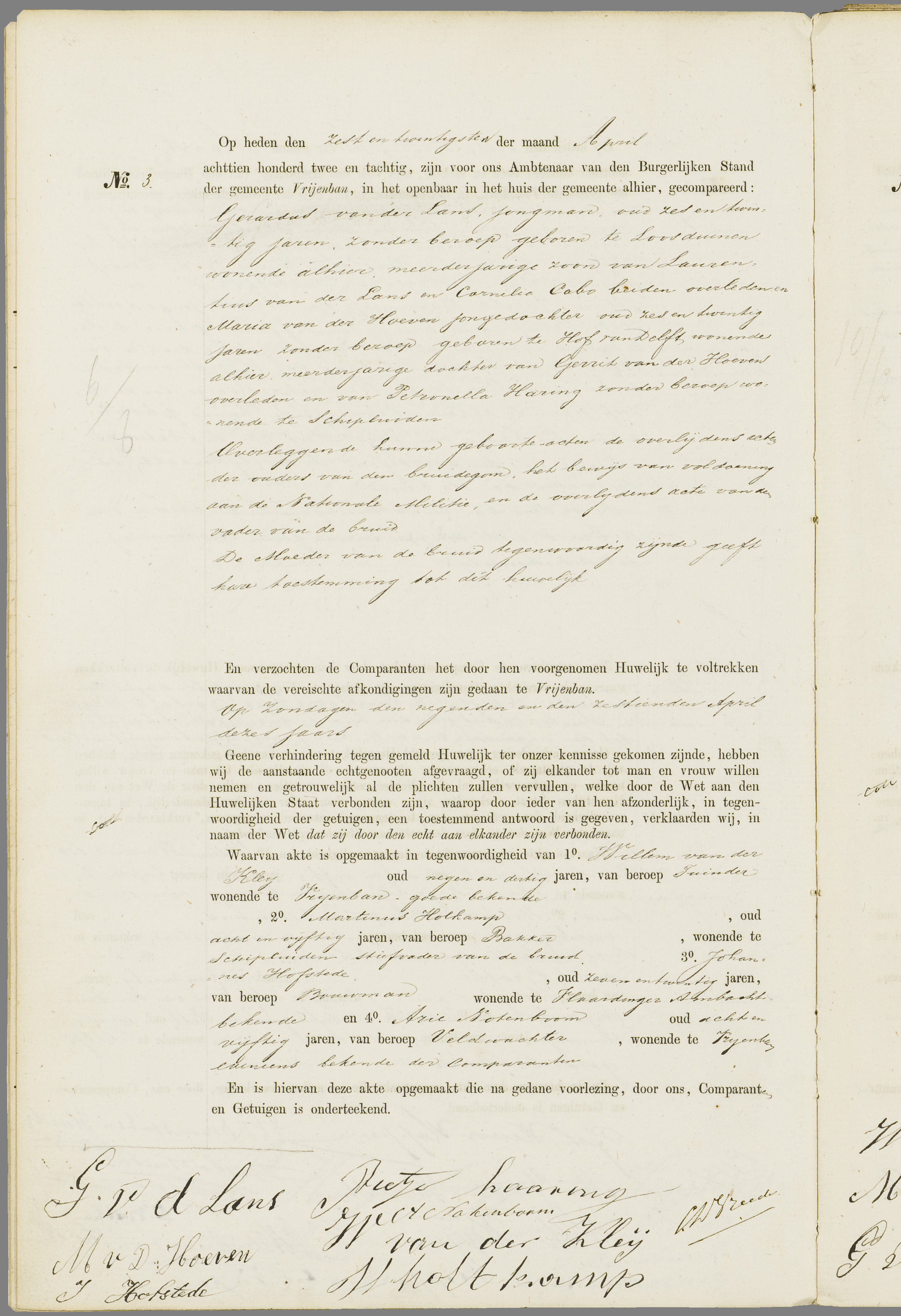 Scan 249 uit het bronpakket: Vrijenban: register van huwelijks- en echtscheidingsakten, 1873–1882