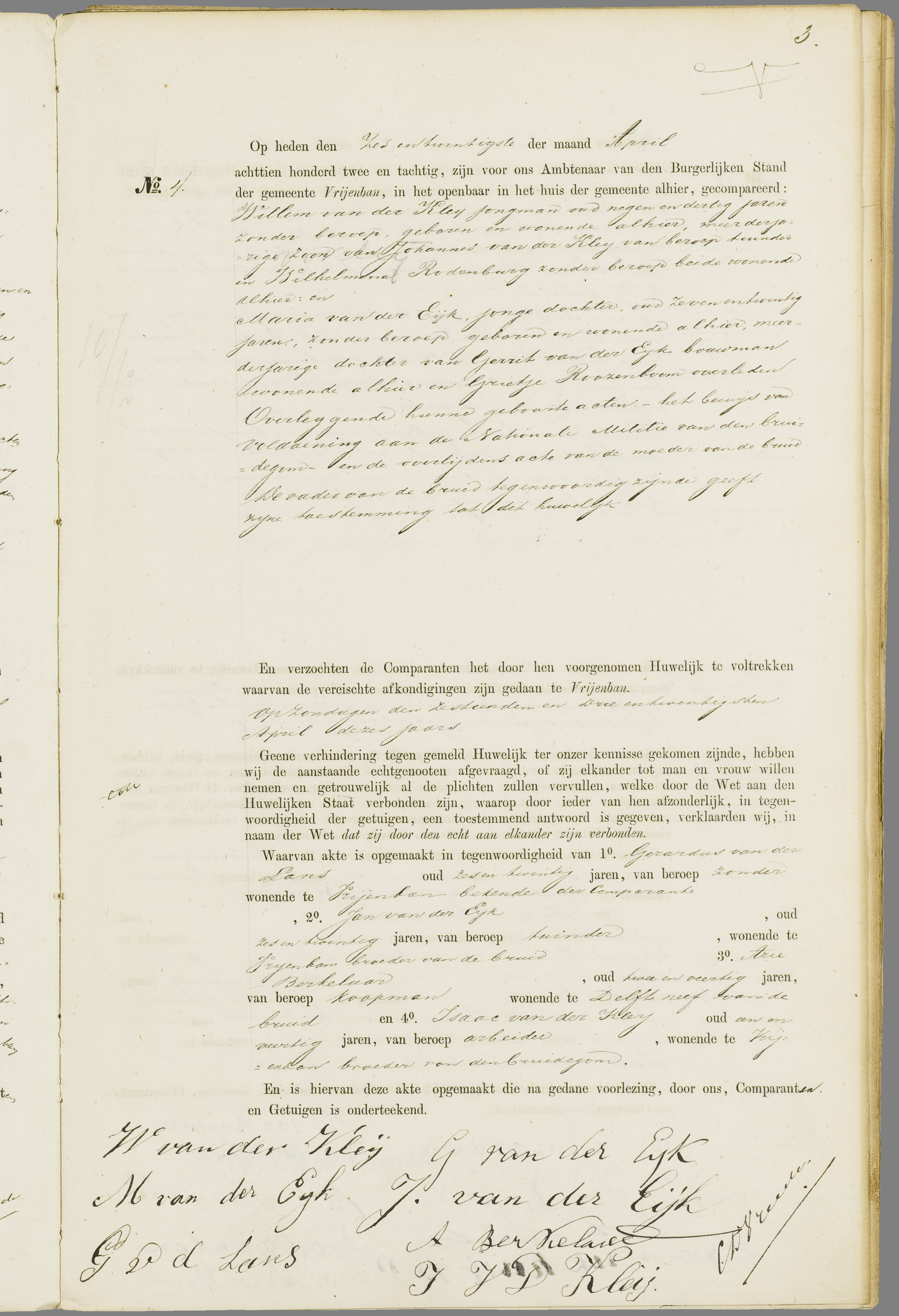 Scan 250 uit het bronpakket: Vrijenban: register van huwelijks- en echtscheidingsakten, 1873–1882