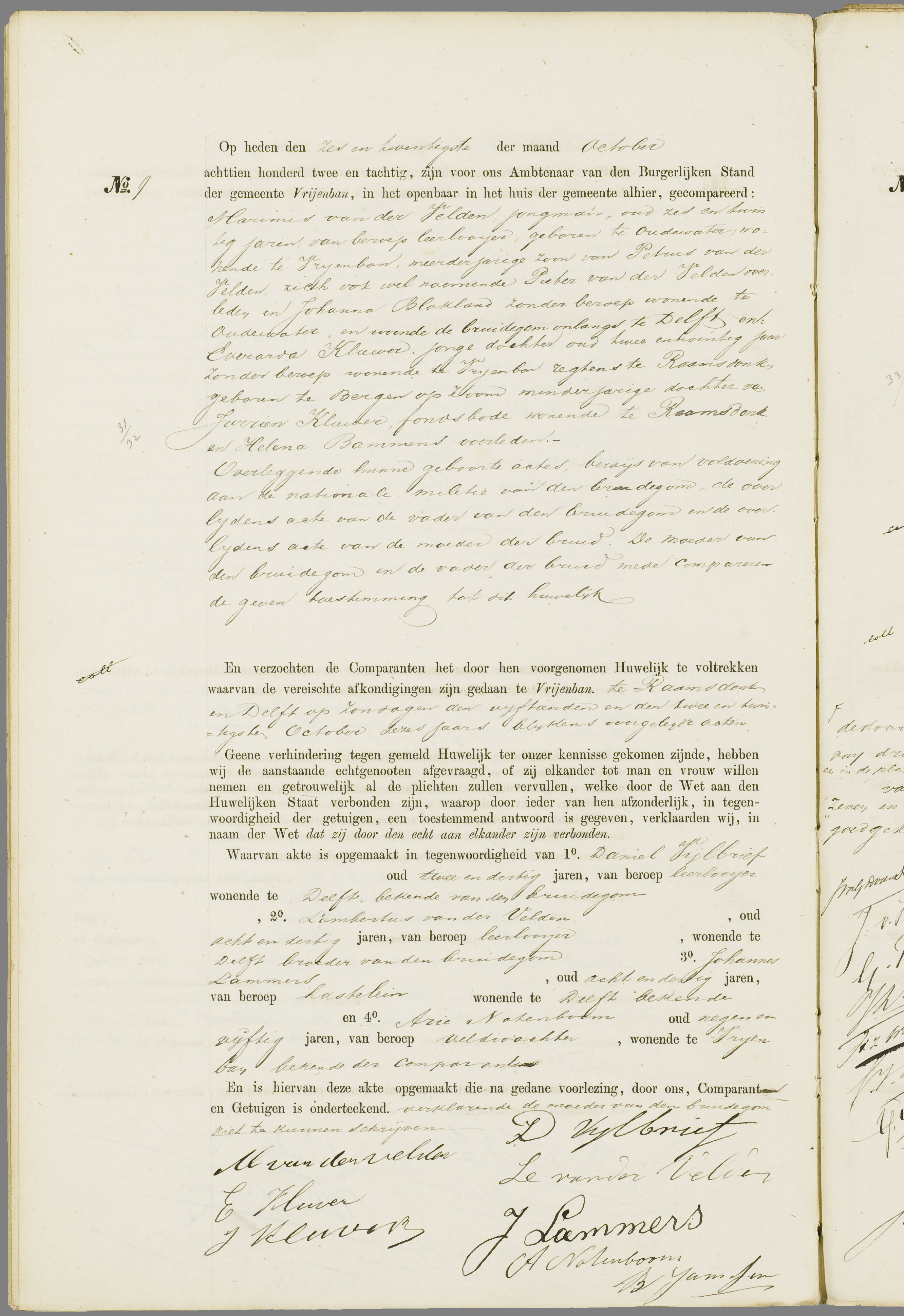 Scan 255 uit het bronpakket: Vrijenban: register van huwelijks- en echtscheidingsakten, 1873–1882