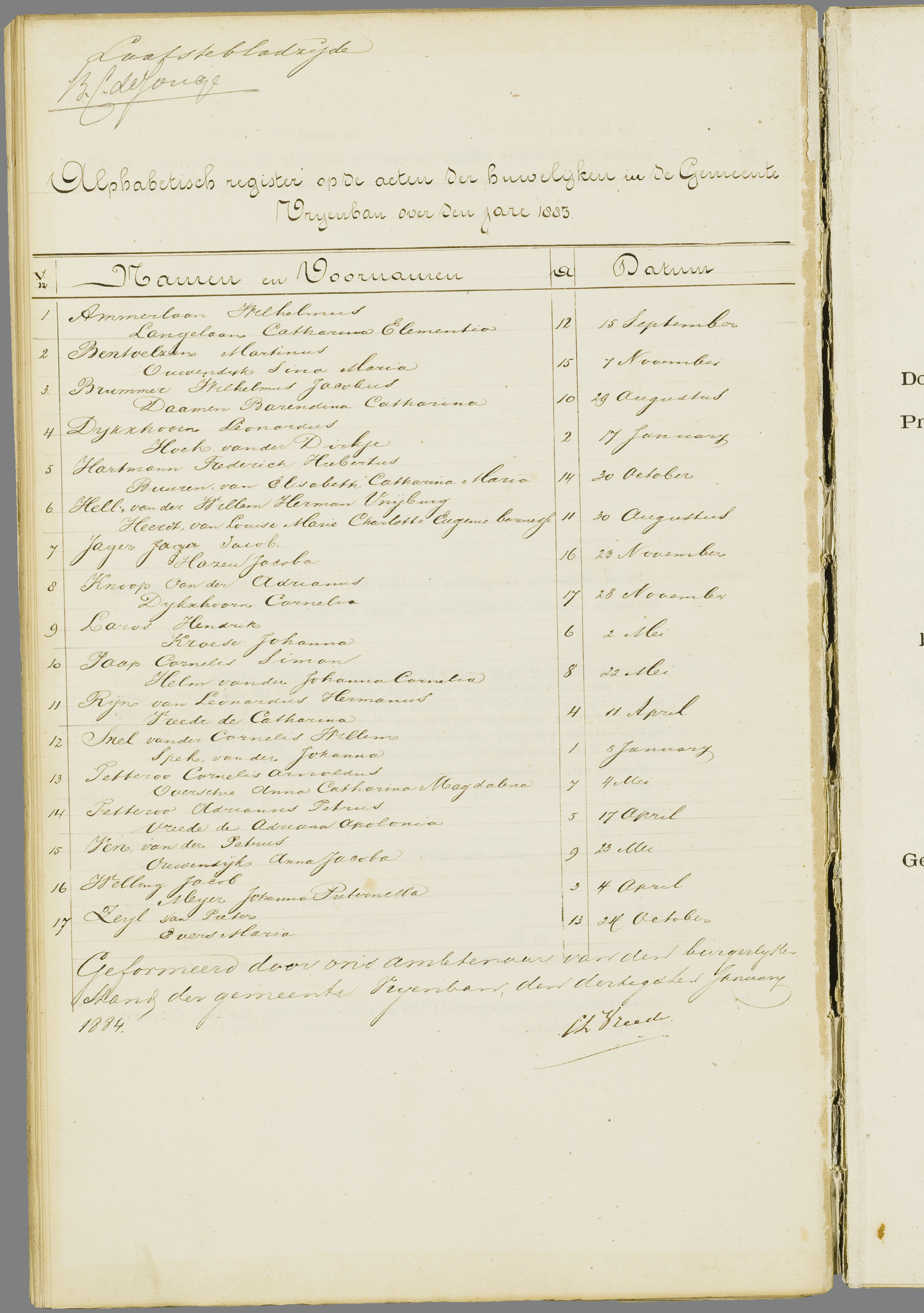 Scan 21 uit het bronpakket: Vrijenban: huwelijk en echtscheiding 1883–1892
