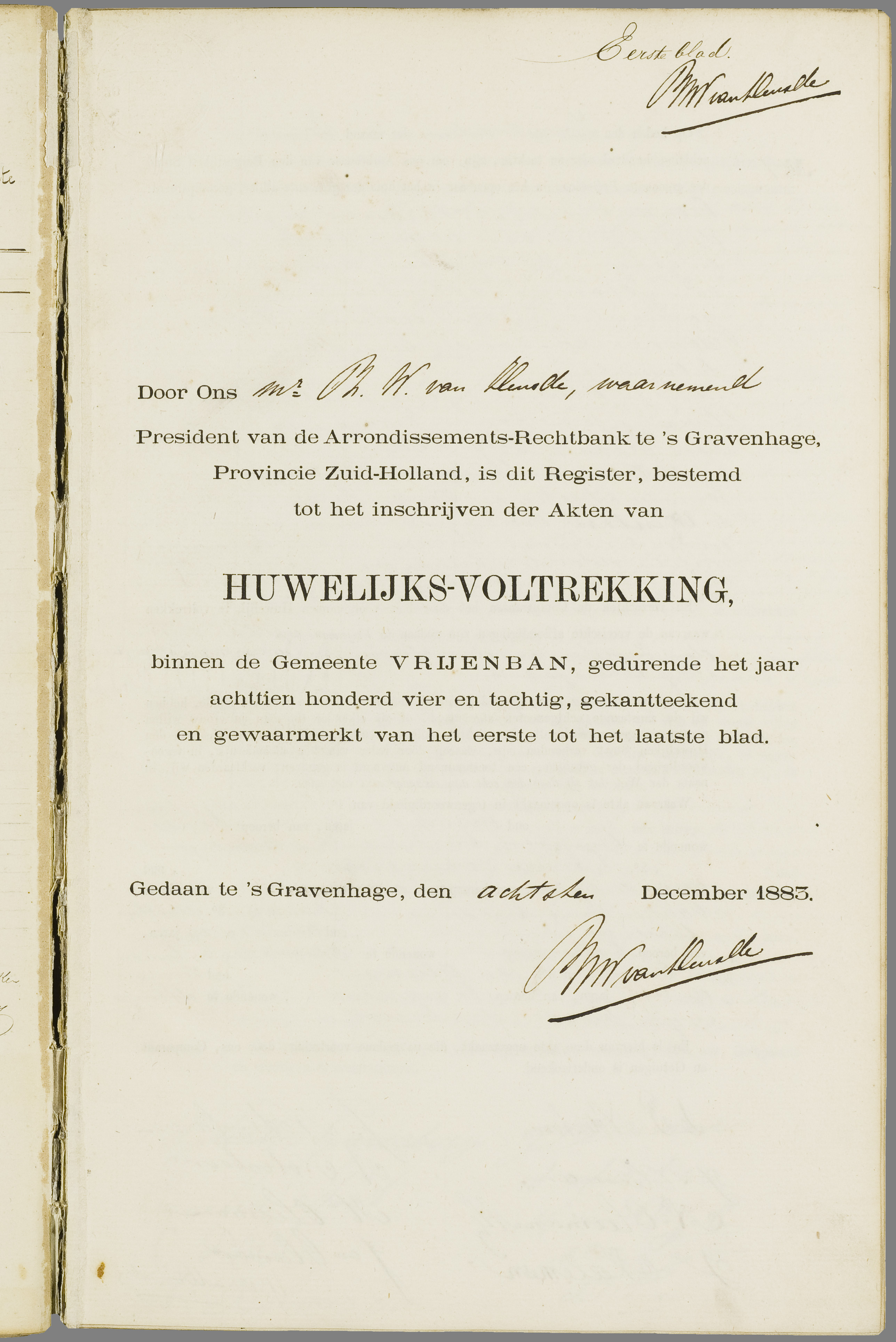 Scan 22 uit het bronpakket: Vrijenban: huwelijk en echtscheiding 1883–1892