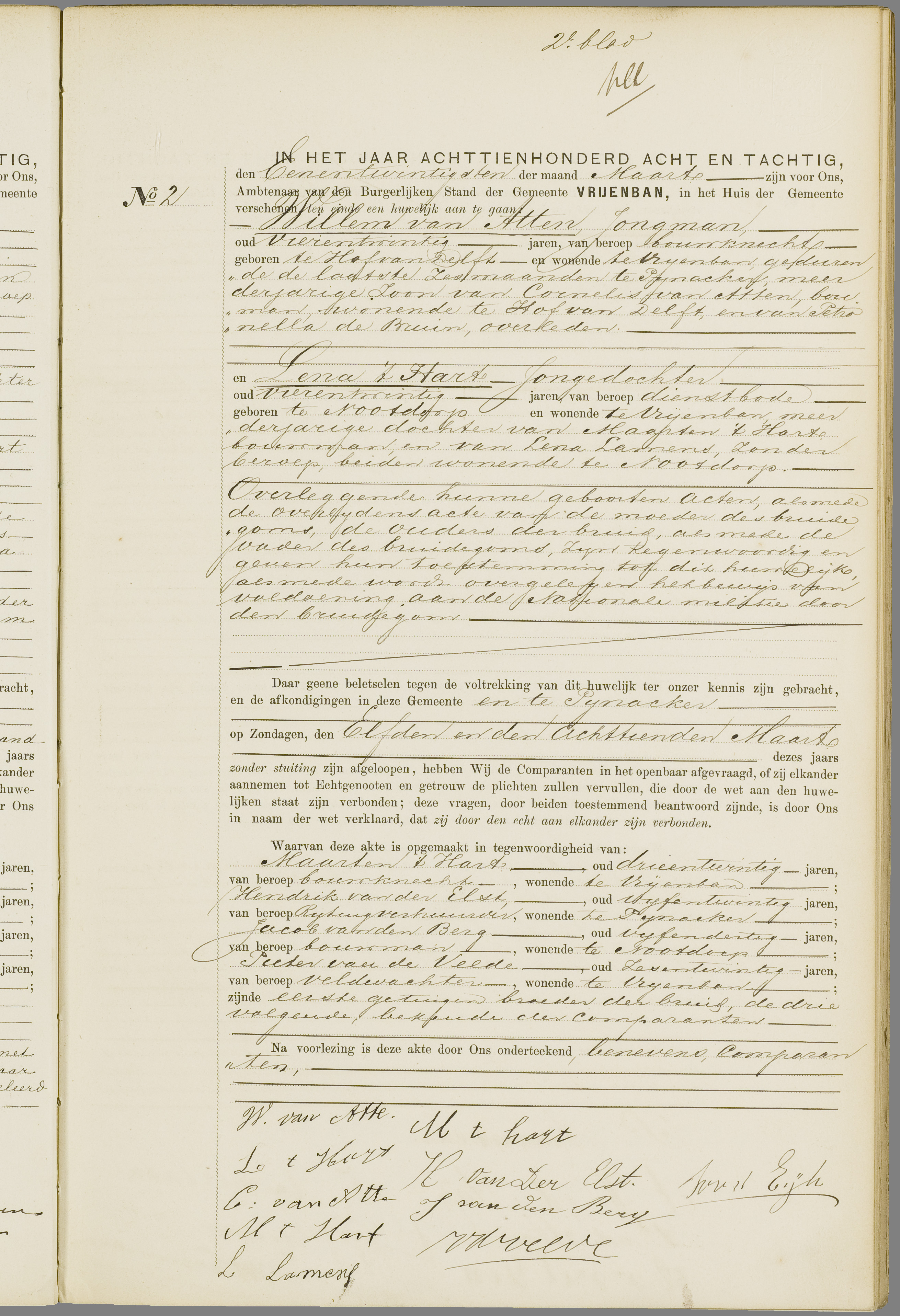 Scan 84 uit het bronpakket: Vrijenban: huwelijk en echtscheiding 1883–1892