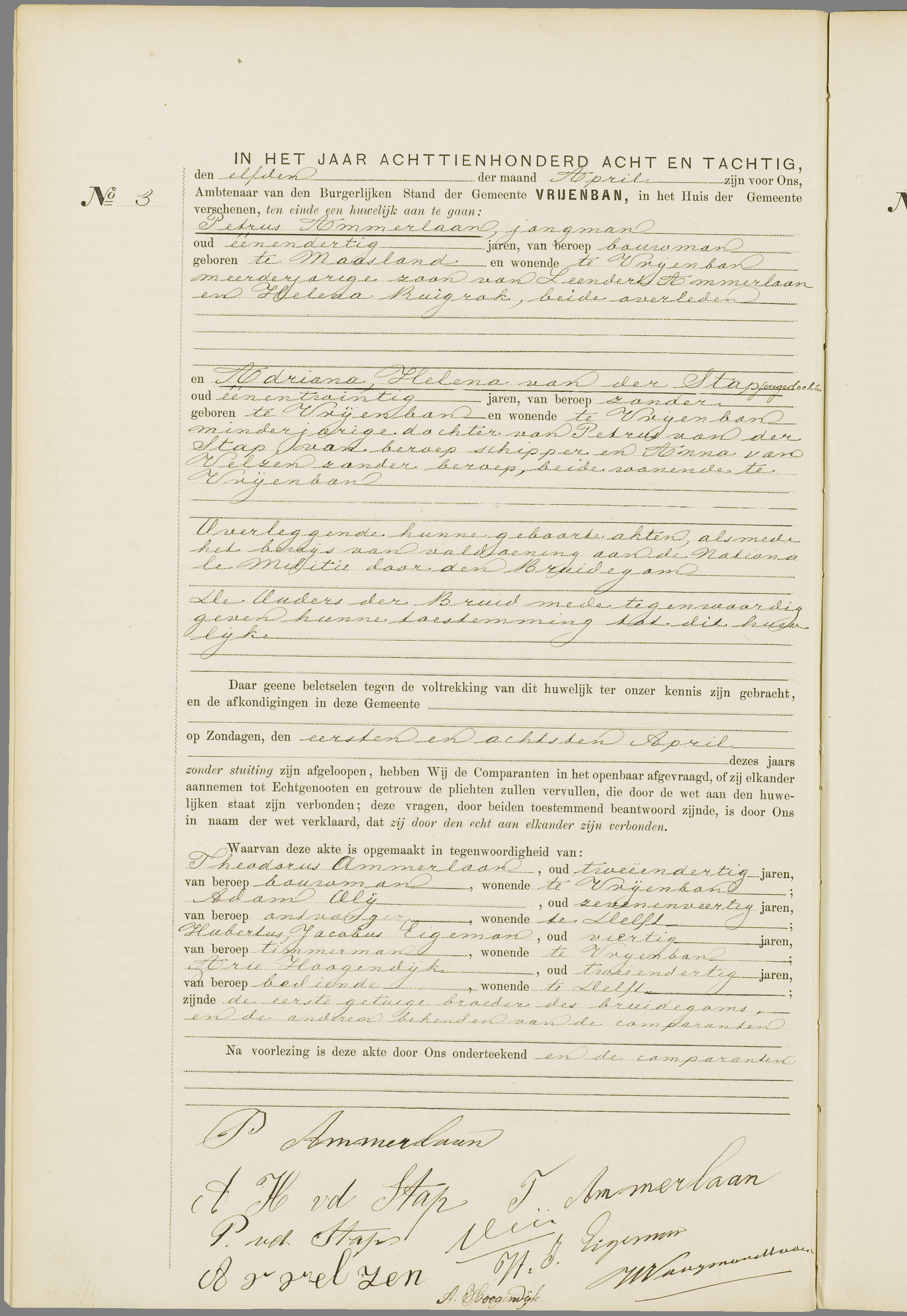 Scan 85 uit het bronpakket: Vrijenban: huwelijk en echtscheiding 1883–1892