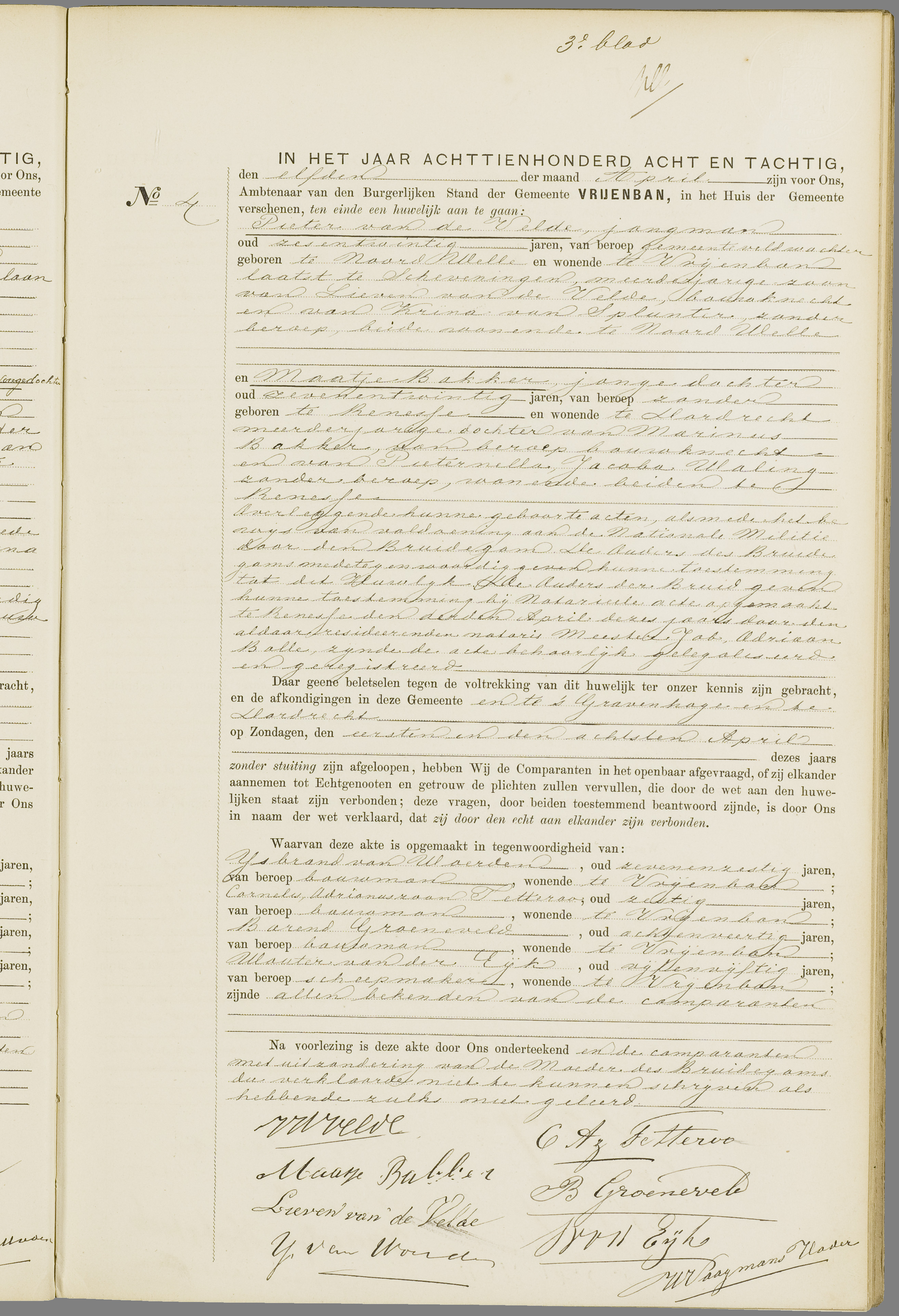 Scan 86 uit het bronpakket: Vrijenban: huwelijk en echtscheiding 1883–1892