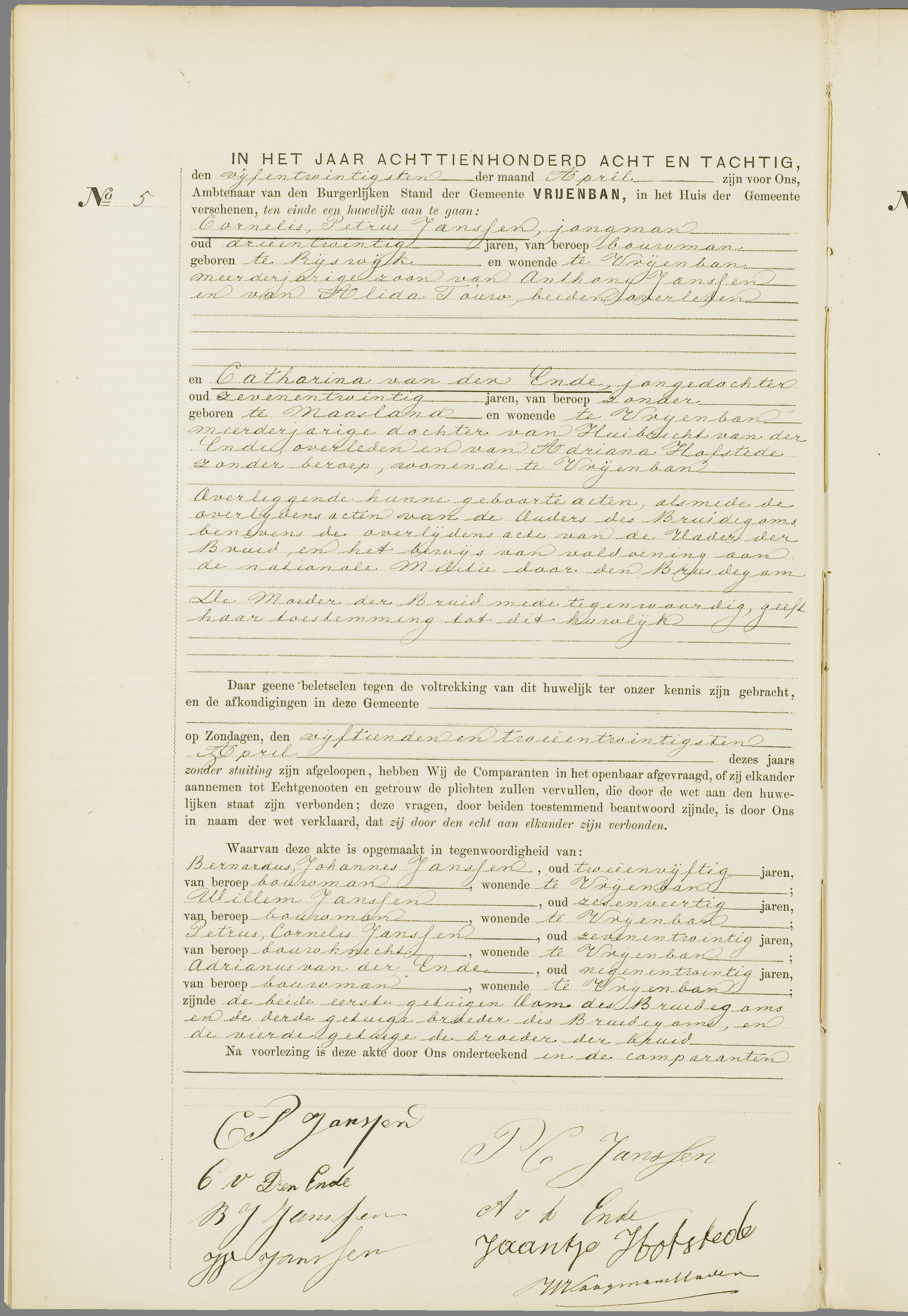 Scan 87 uit het bronpakket: Vrijenban: huwelijk en echtscheiding 1883–1892