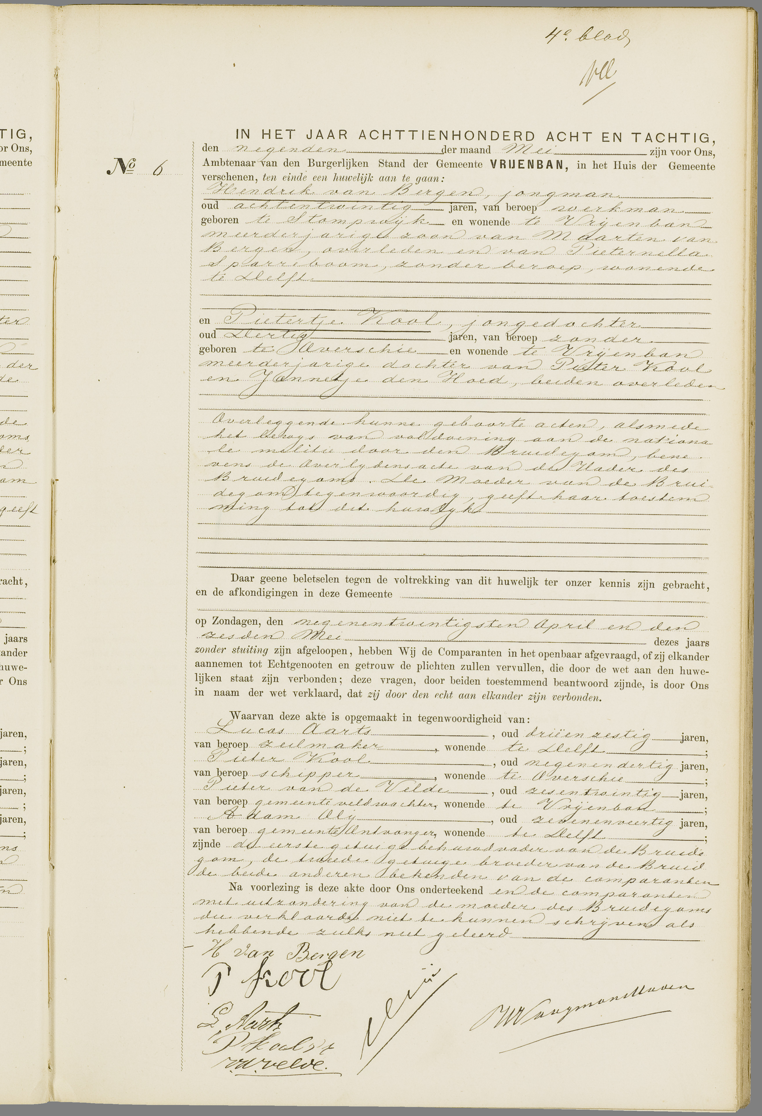 Scan 88 uit het bronpakket: Vrijenban: huwelijk en echtscheiding 1883–1892