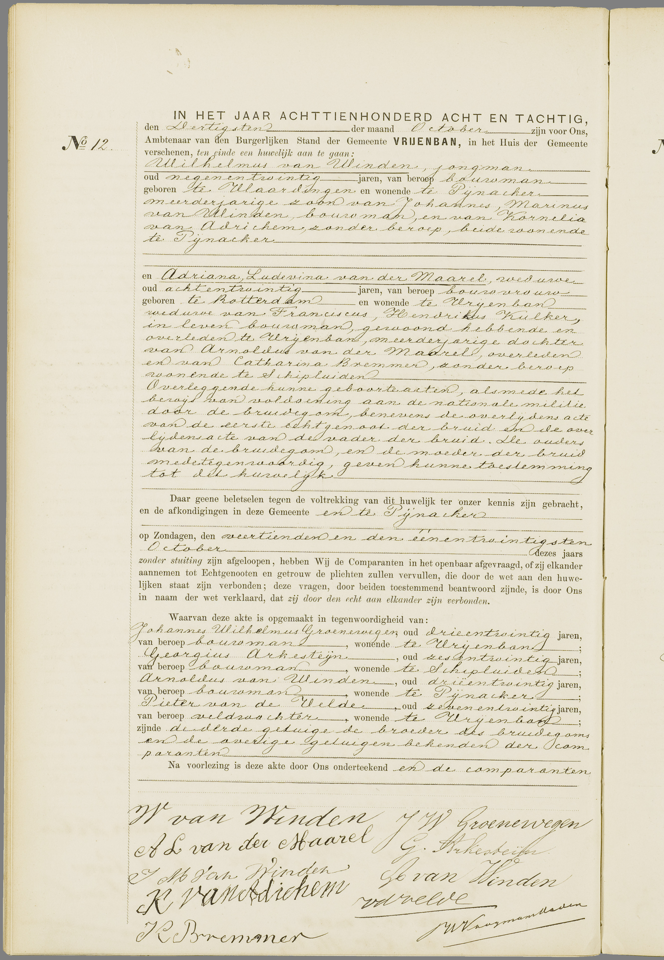 Scan 95 uit het bronpakket: Vrijenban: huwelijk en echtscheiding 1883–1892