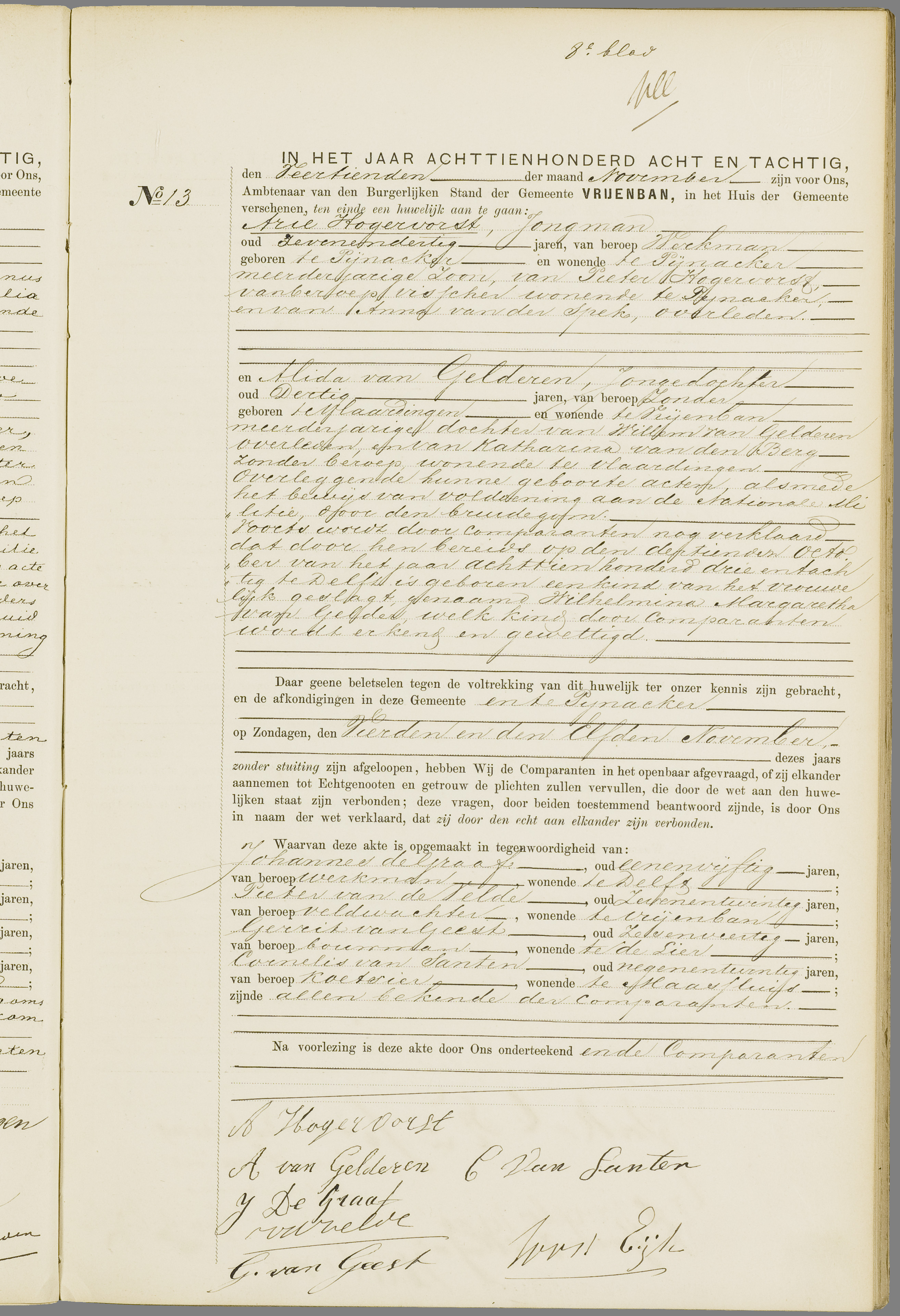 Scan 96 uit het bronpakket: Vrijenban: huwelijk en echtscheiding 1883–1892