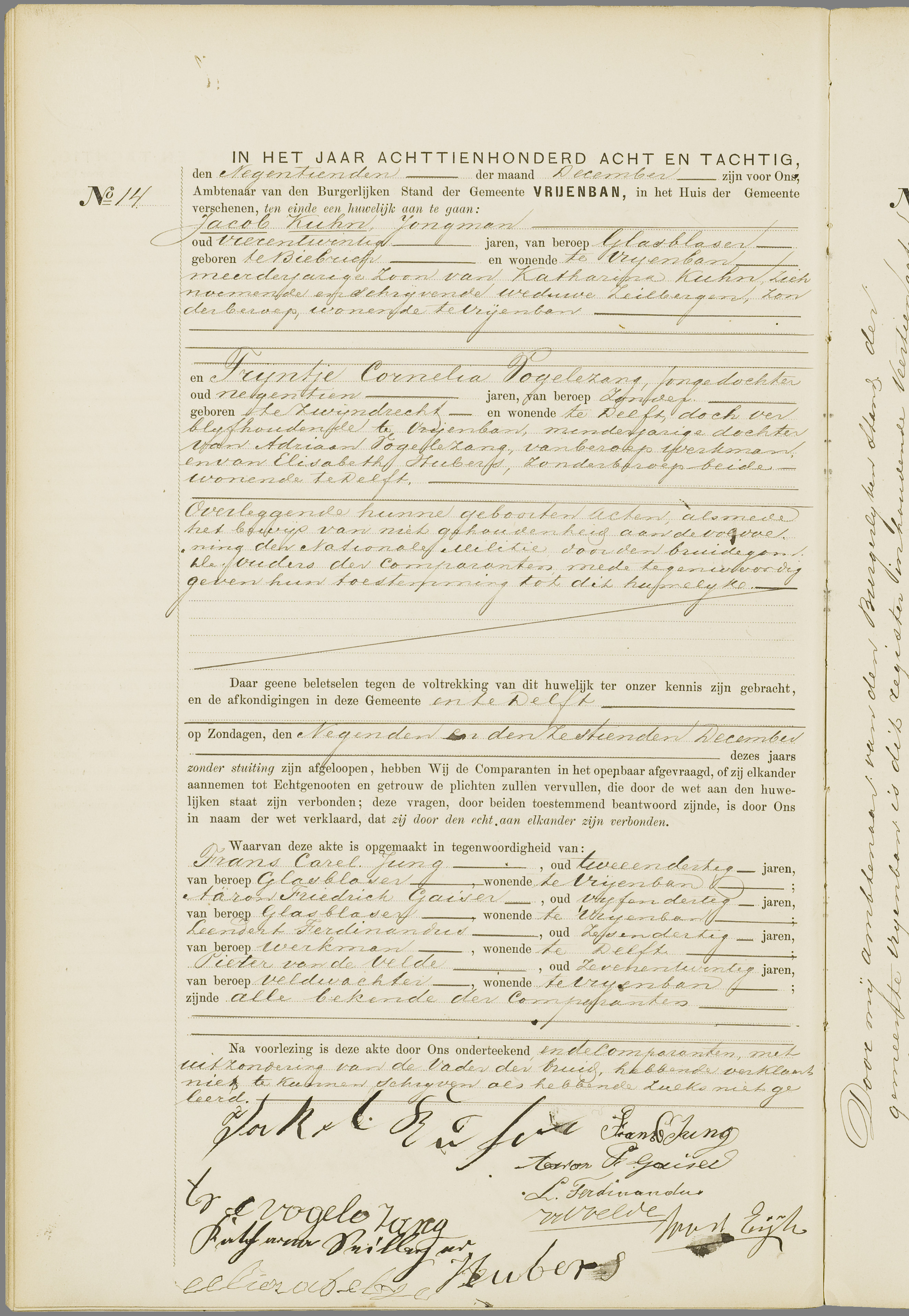 Scan 97 uit het bronpakket: Vrijenban: huwelijk en echtscheiding 1883–1892