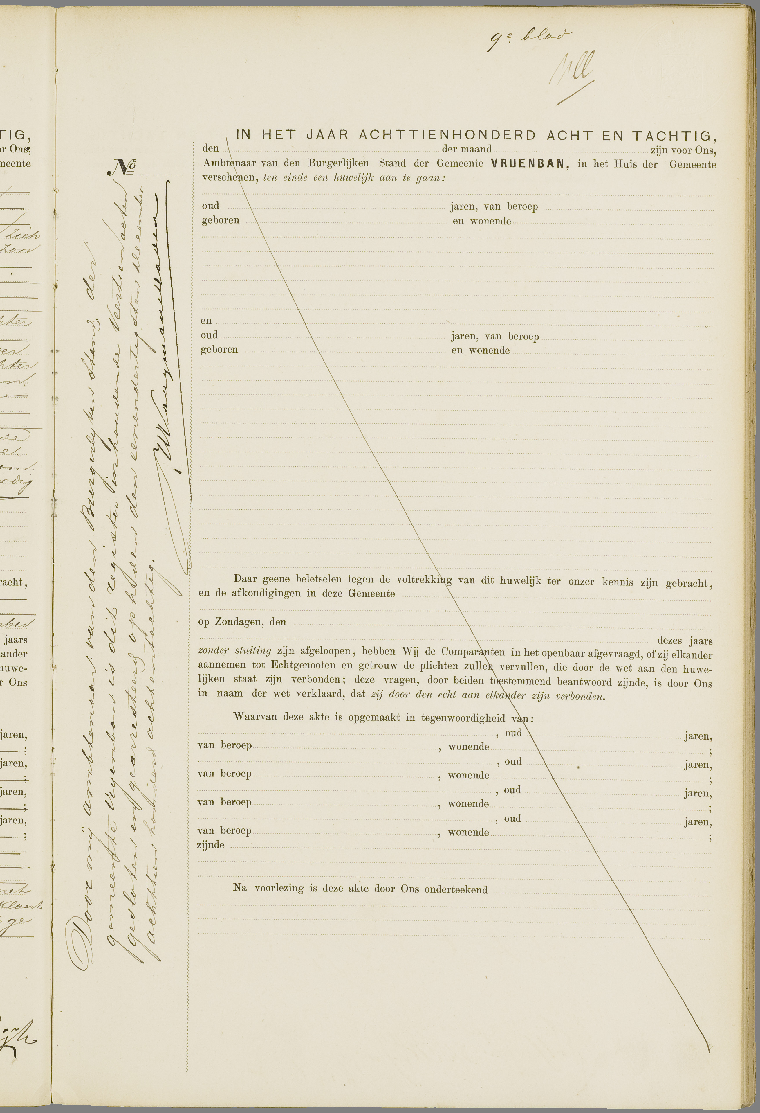 Scan 98 uit het bronpakket: Vrijenban: huwelijk en echtscheiding 1883–1892