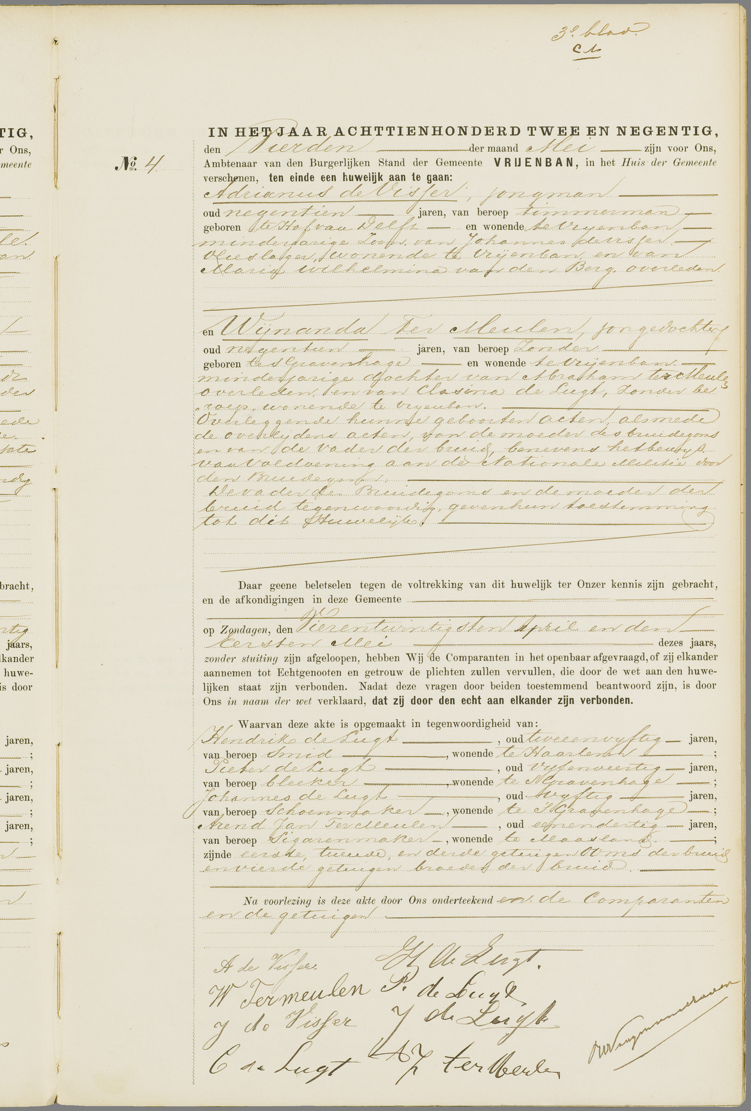 Scan 163 uit het bronpakket: Vrijenban: huwelijk en echtscheiding 1883–1892