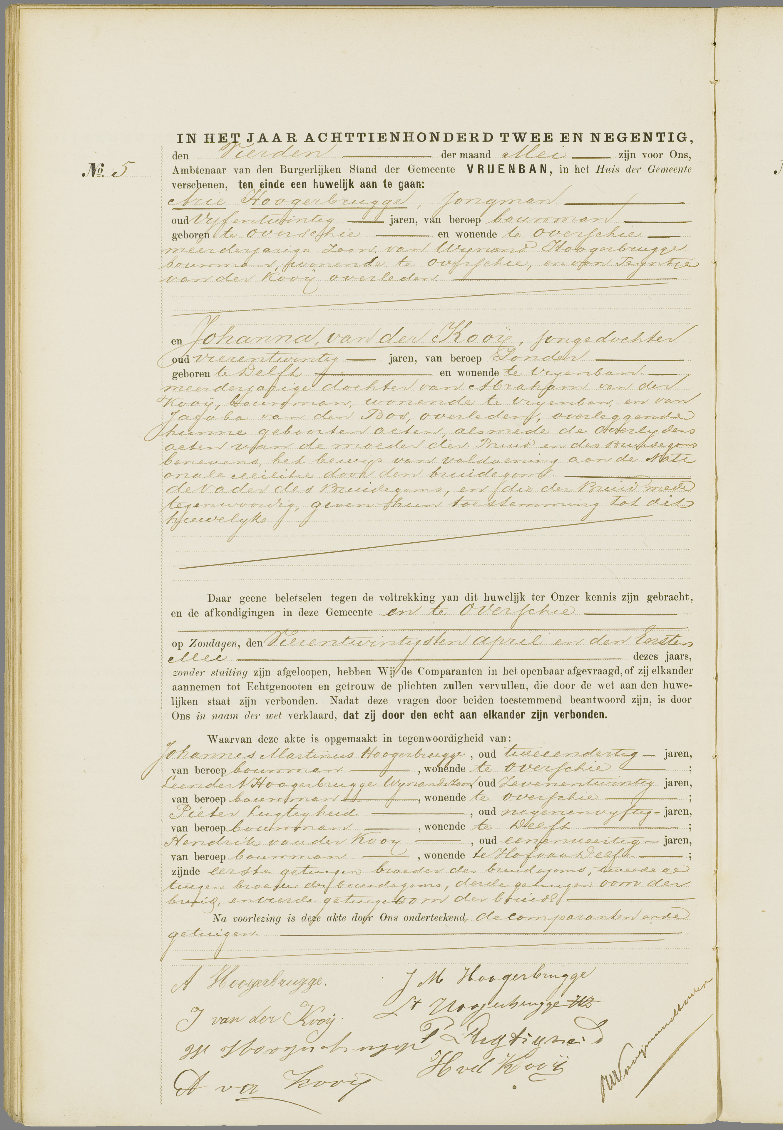Scan 164 uit het bronpakket: Vrijenban: huwelijk en echtscheiding 1883–1892