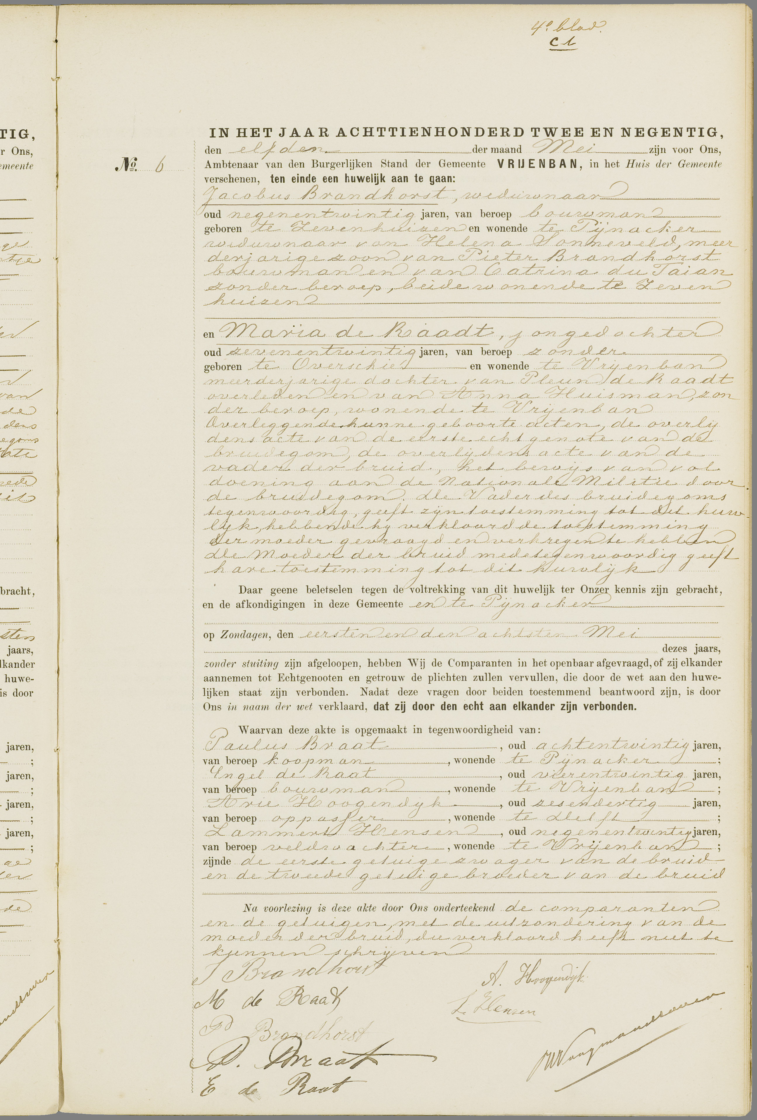 Scan 165 uit het bronpakket: Vrijenban: huwelijk en echtscheiding 1883–1892