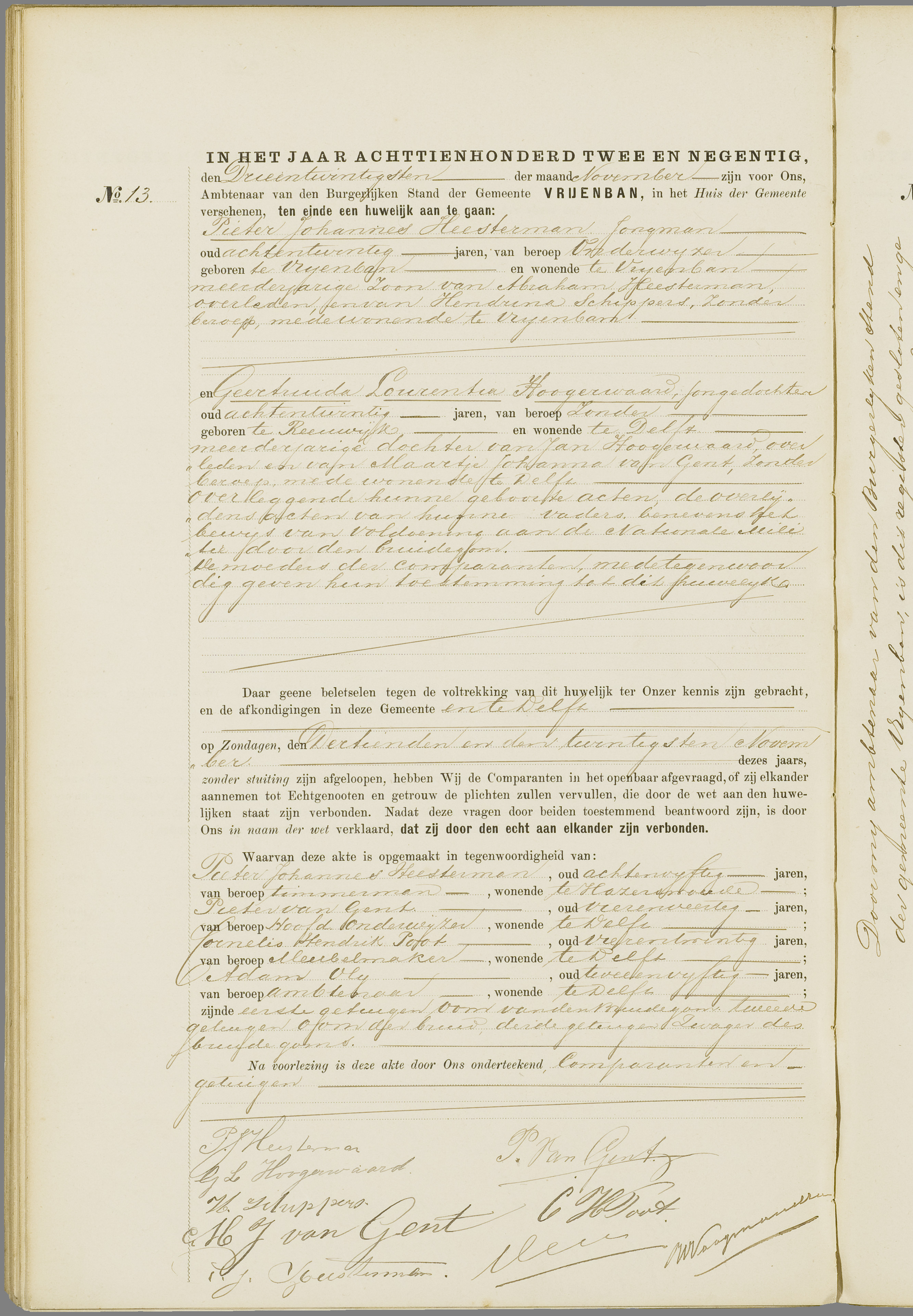 Scan 172 uit het bronpakket: Vrijenban: huwelijk en echtscheiding 1883–1892