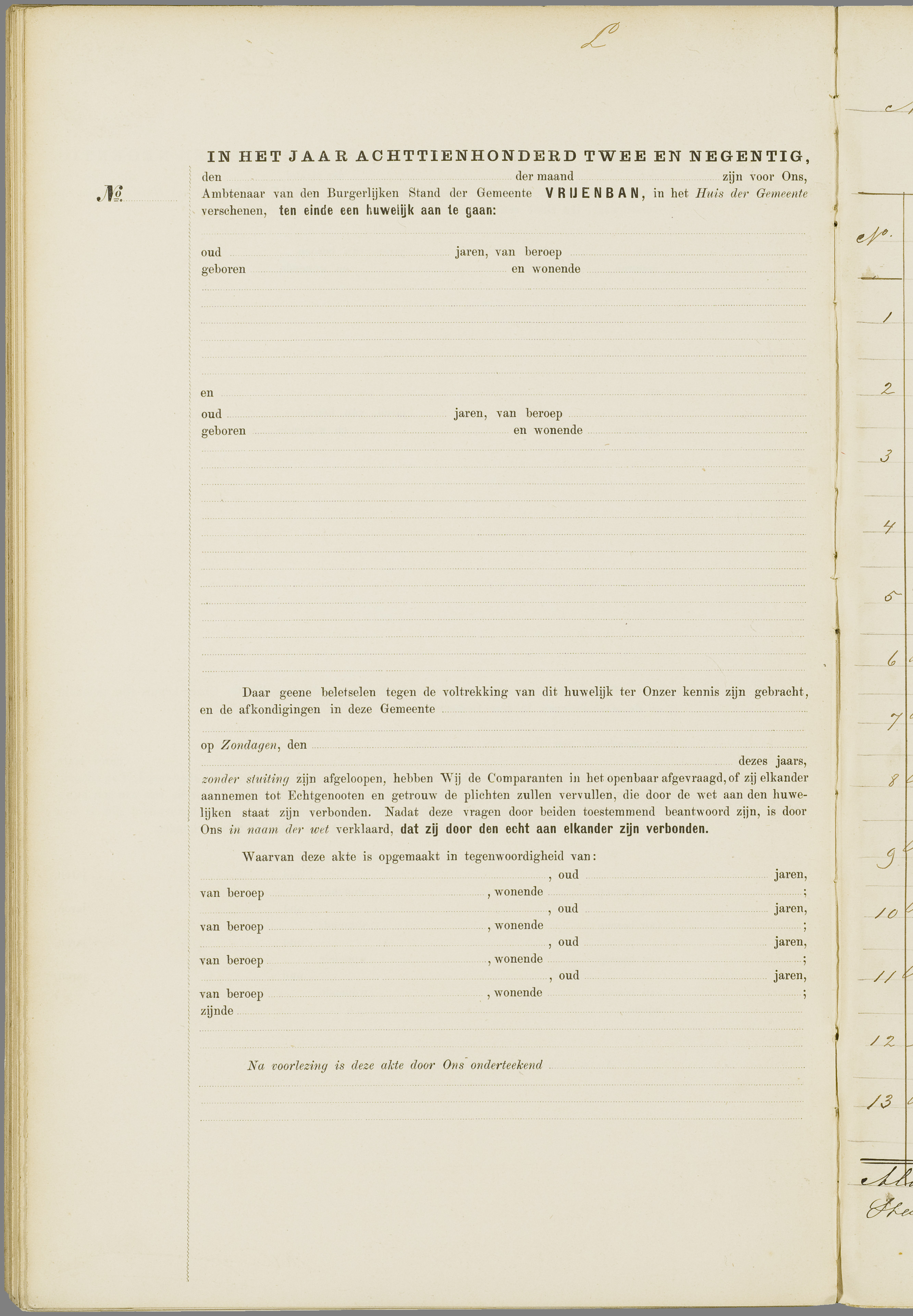 Scan 174 uit het bronpakket: Vrijenban: huwelijk en echtscheiding 1883–1892