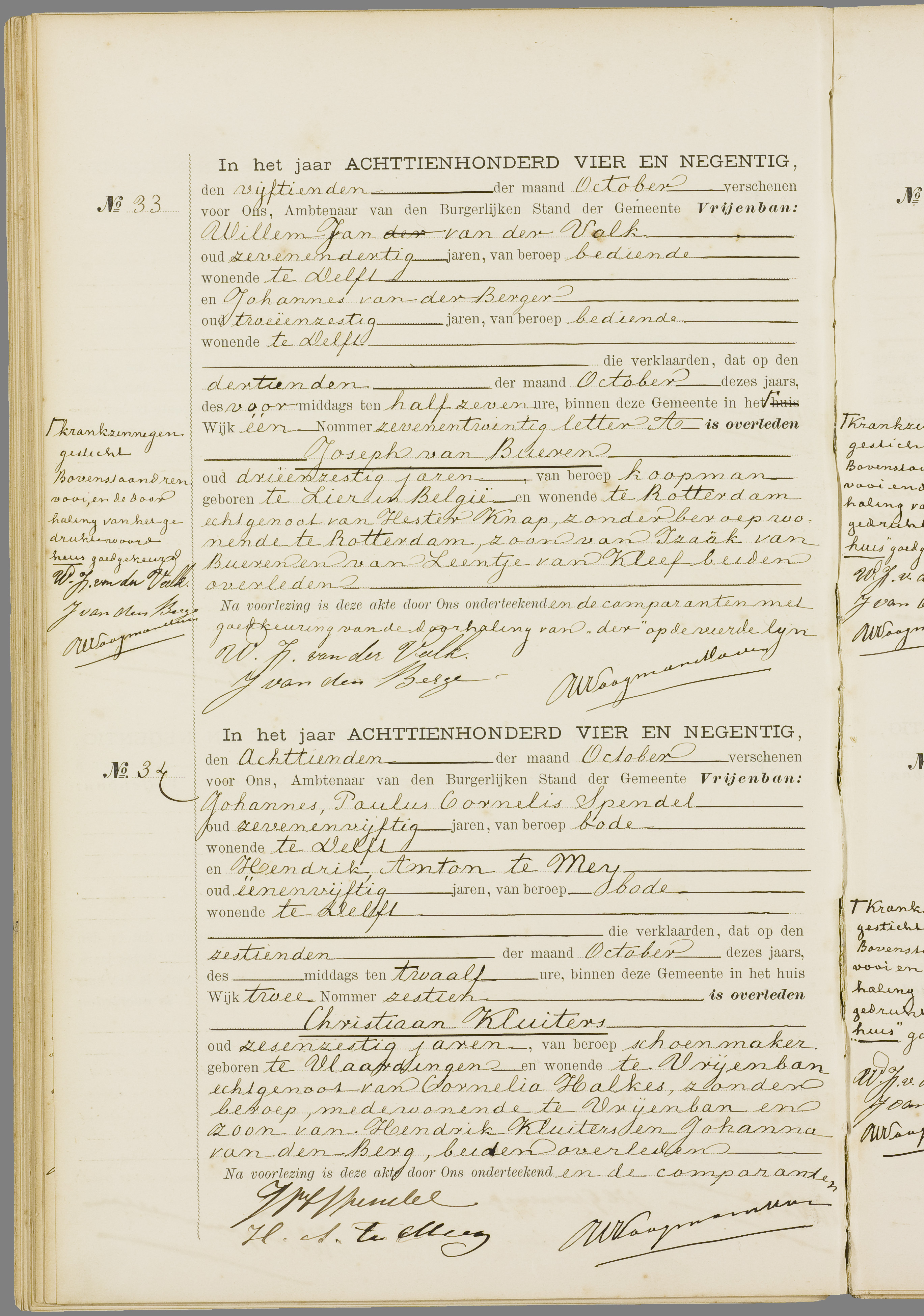 Scan 45 uit het bronpakket: Vrijenban: overlijdensakten 1893–1902