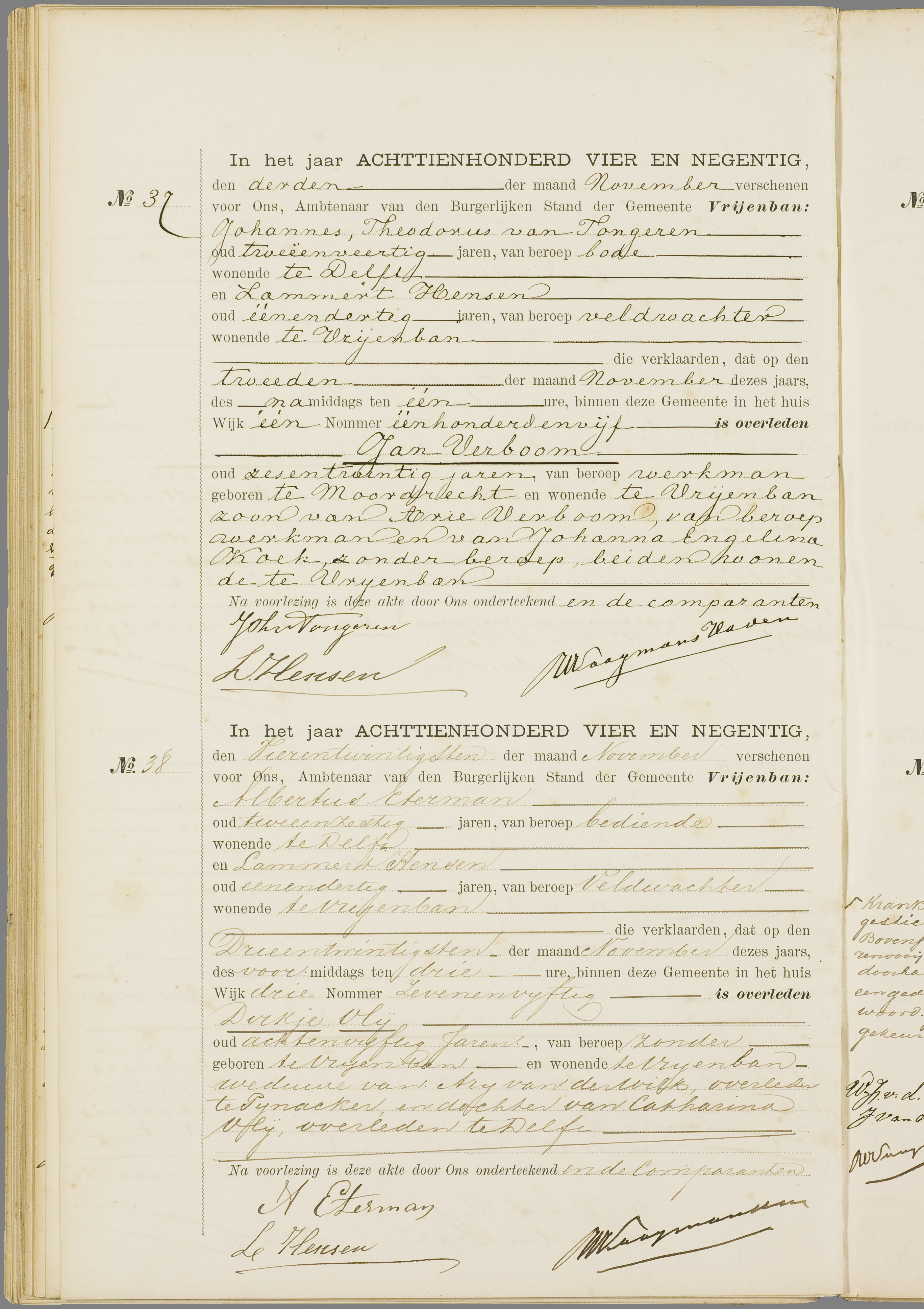 Scan 47 uit het bronpakket: Vrijenban: overlijdensakten 1893–1902