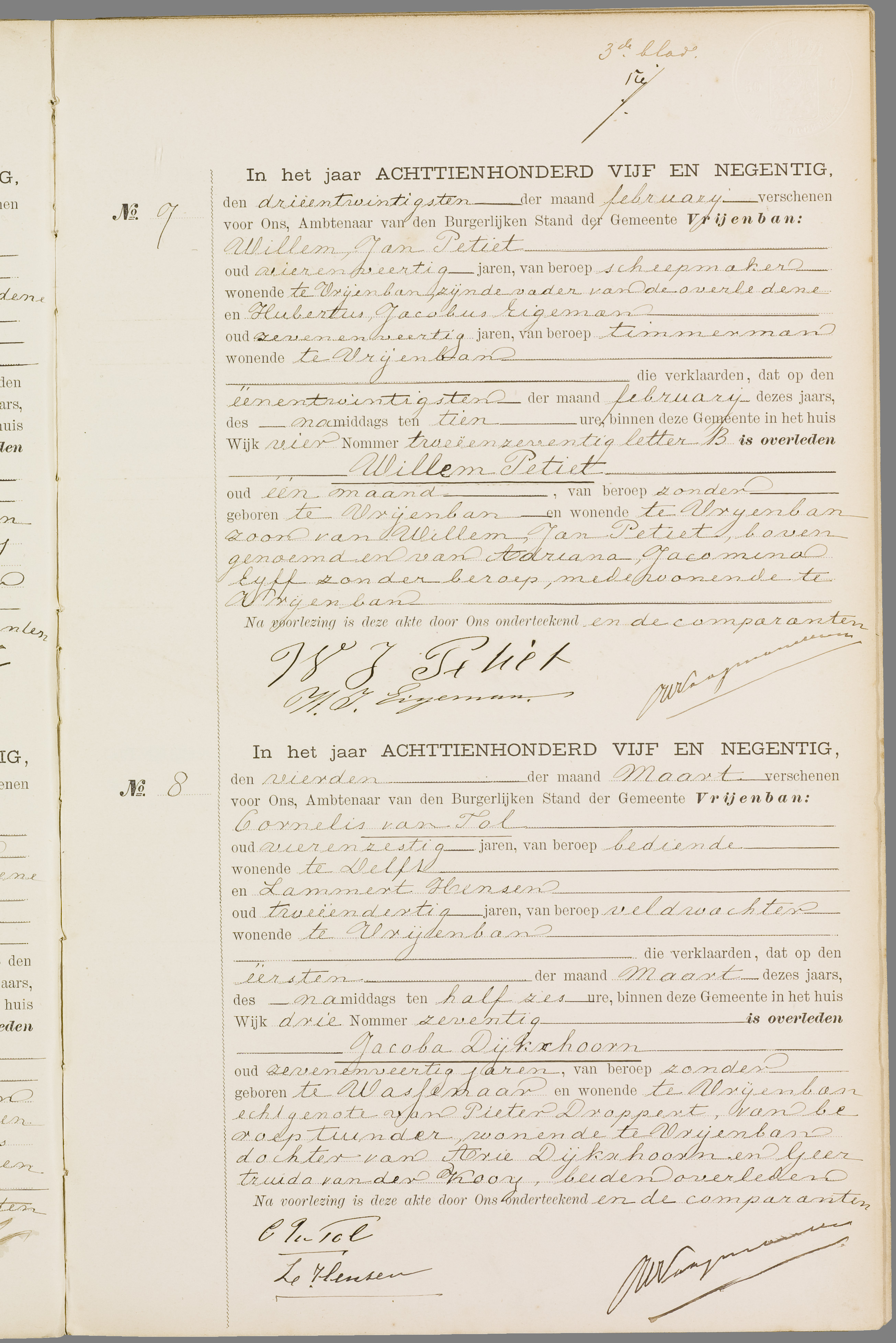 Scan 62 uit het bronpakket: Vrijenban: overlijdensakten 1893–1902