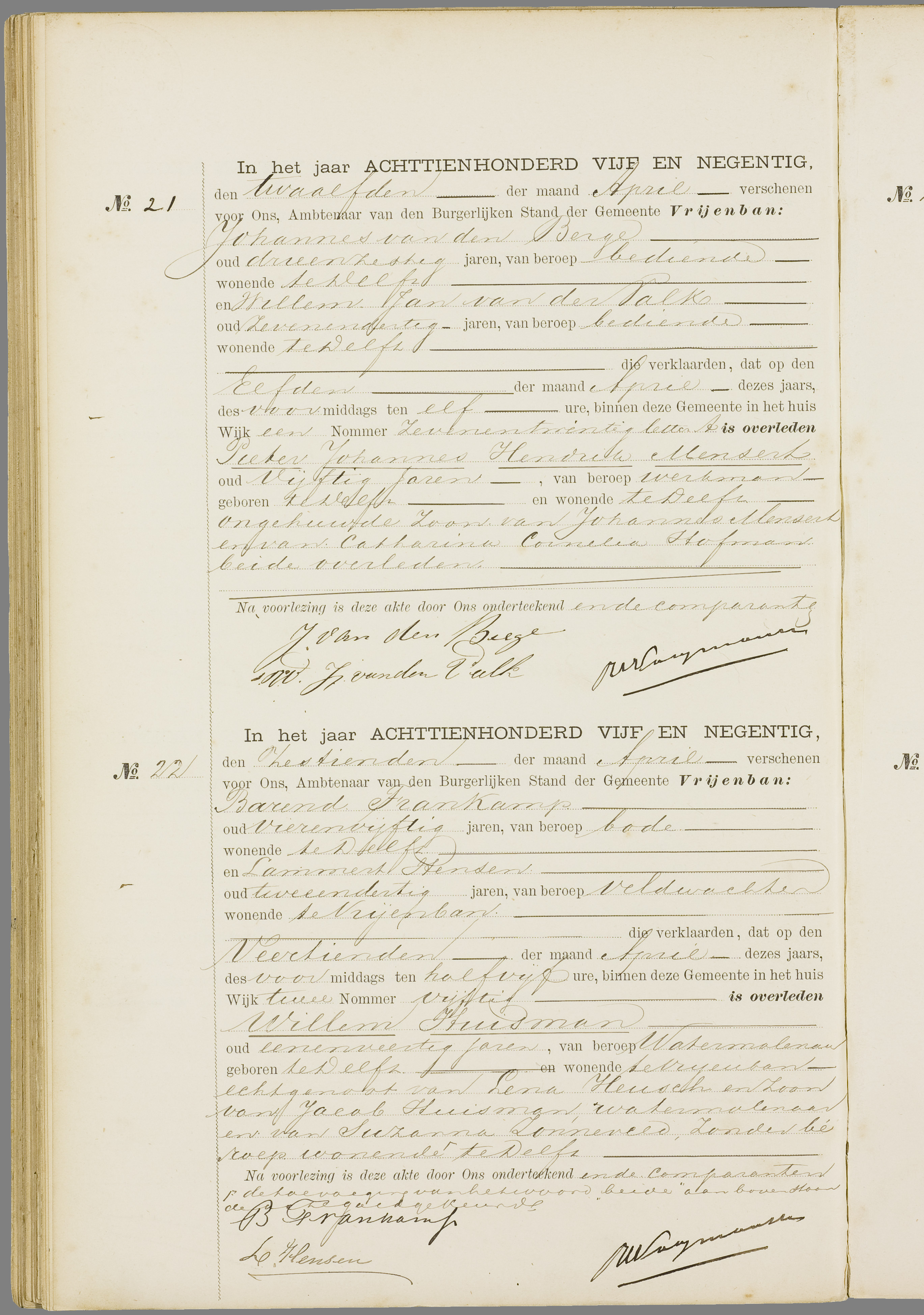 Scan 69 uit het bronpakket: Vrijenban: overlijdensakten 1893–1902