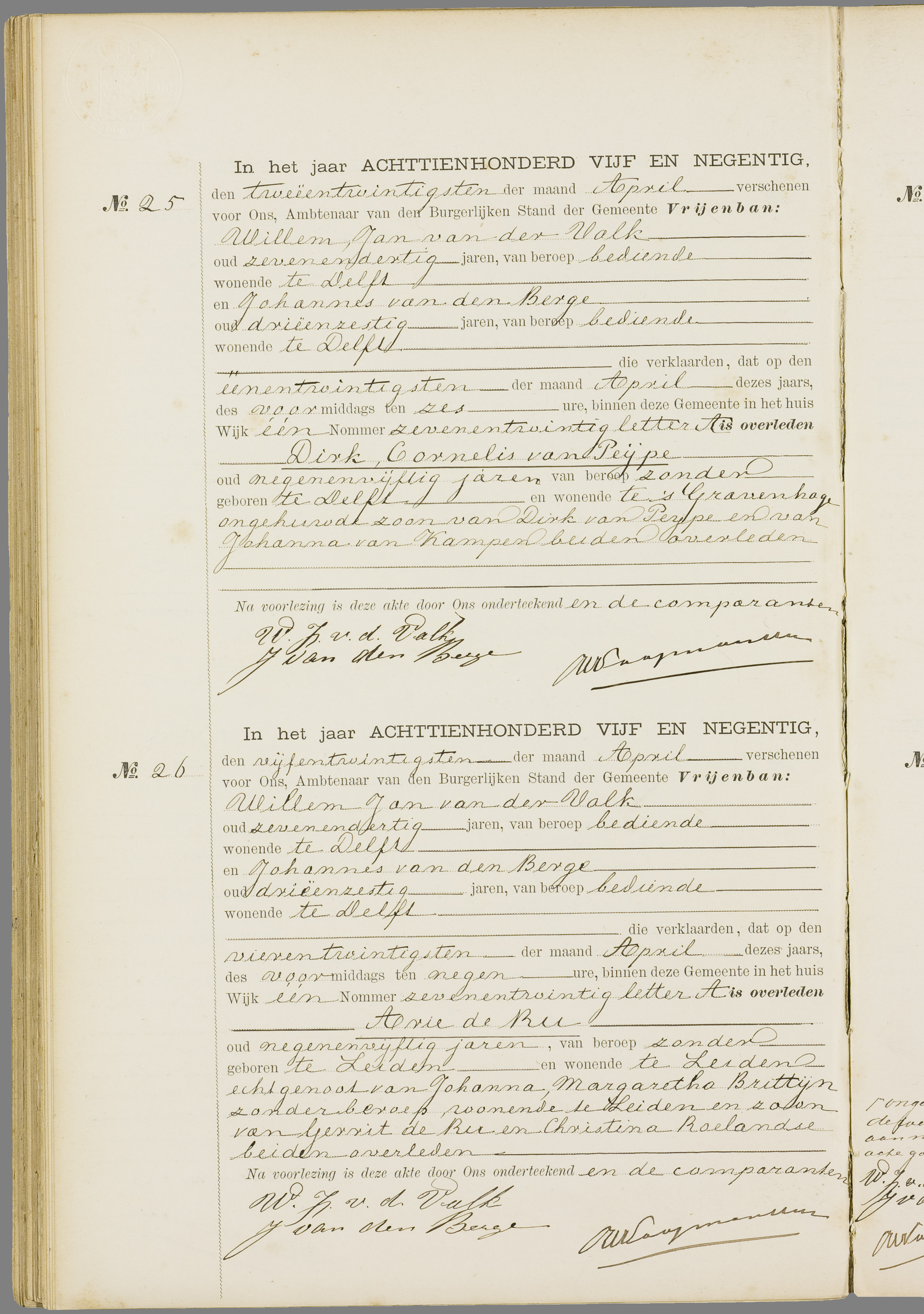 Scan 71 uit het bronpakket: Vrijenban: overlijdensakten 1893–1902