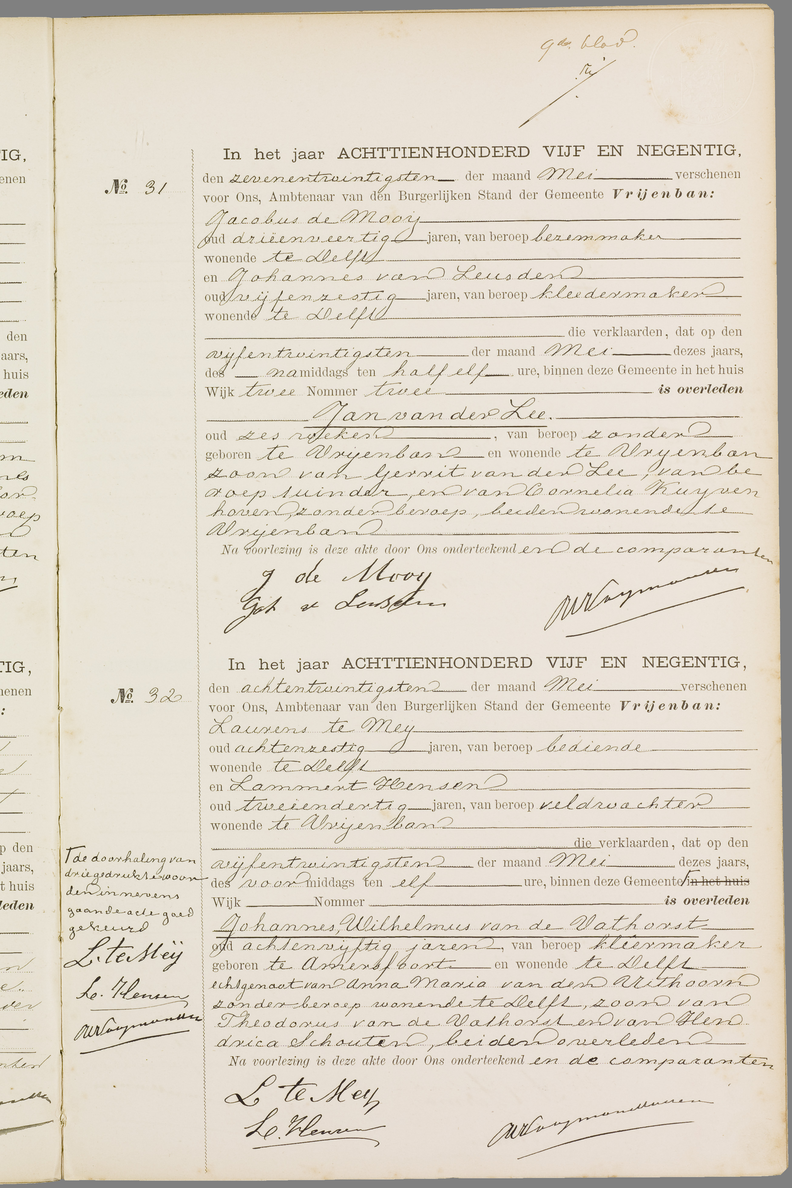 Scan 74 uit het bronpakket: Vrijenban: overlijdensakten 1893–1902
