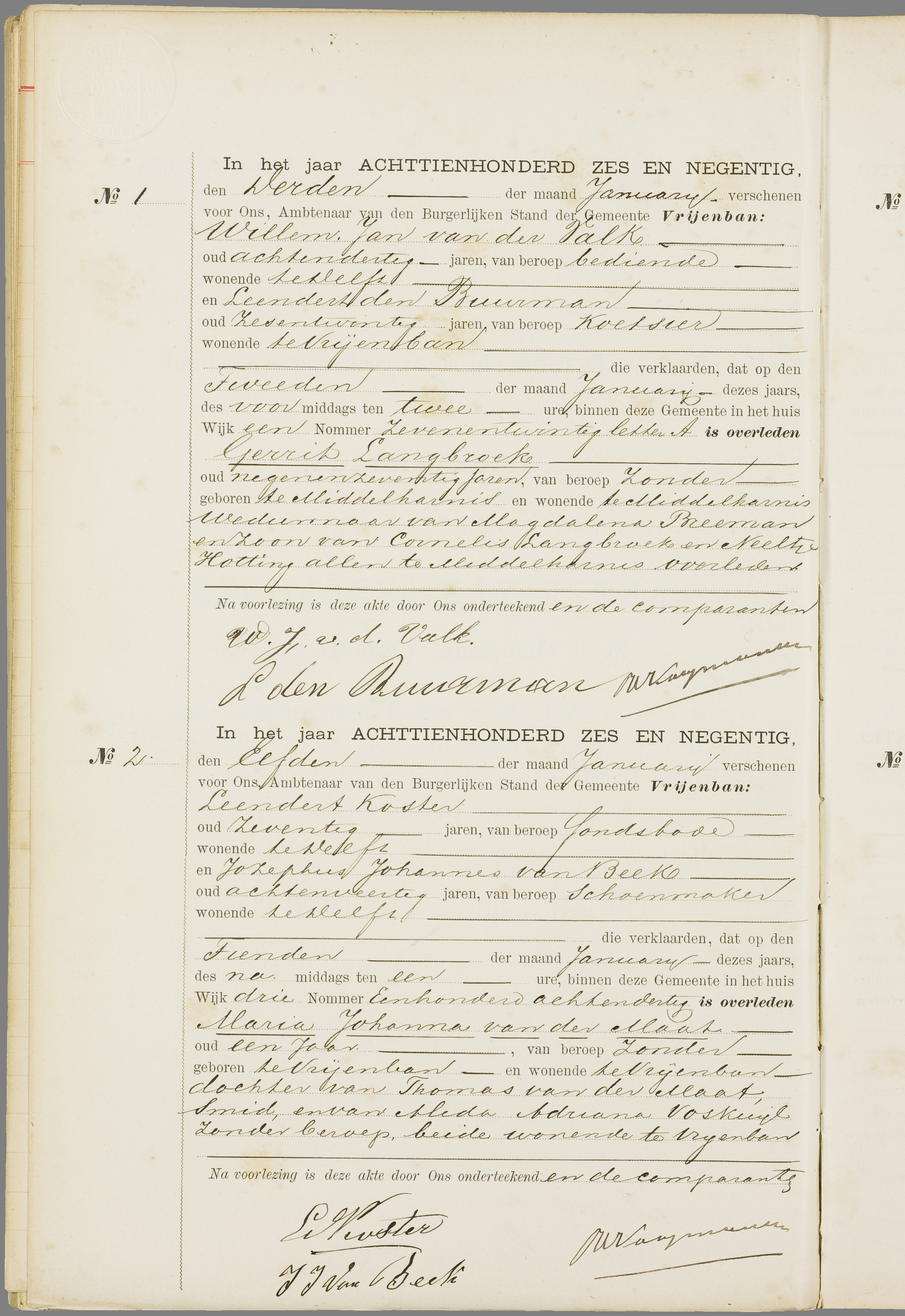 Scan 105 uit het bronpakket: Vrijenban: overlijdensakten 1893–1902