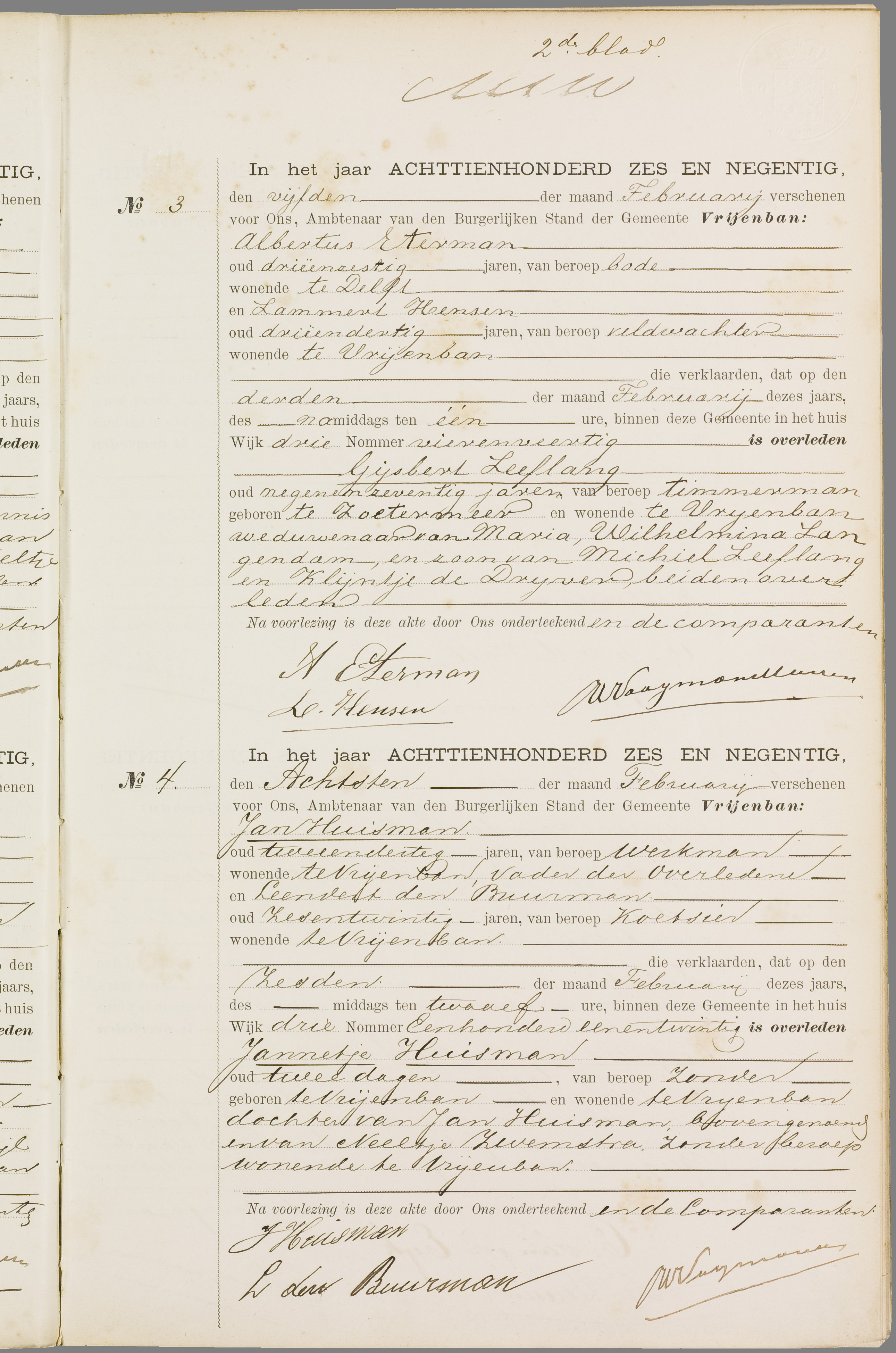 Scan 106 uit het bronpakket: Vrijenban: overlijdensakten 1893–1902