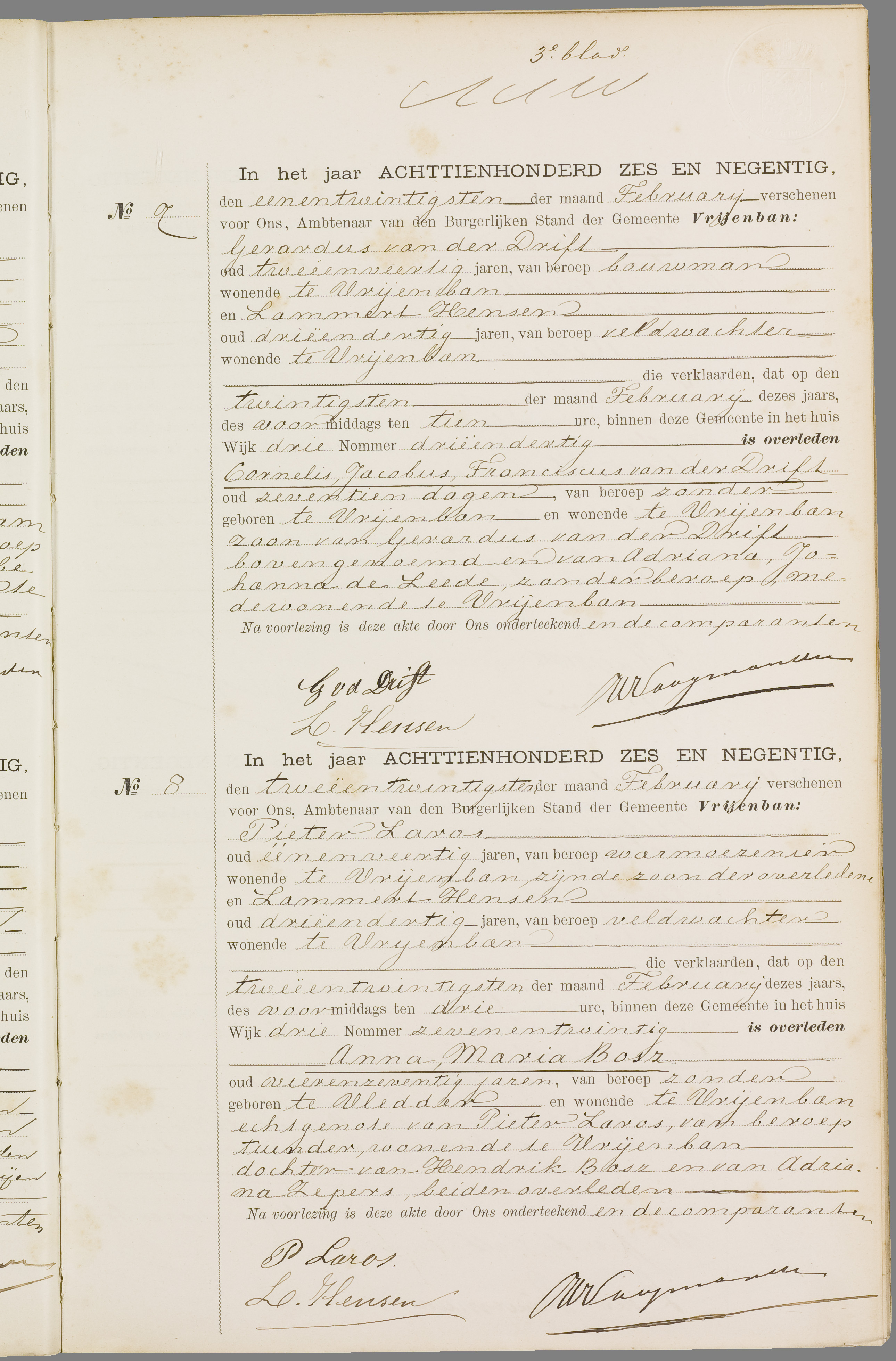 Scan 108 uit het bronpakket: Vrijenban: overlijdensakten 1893–1902