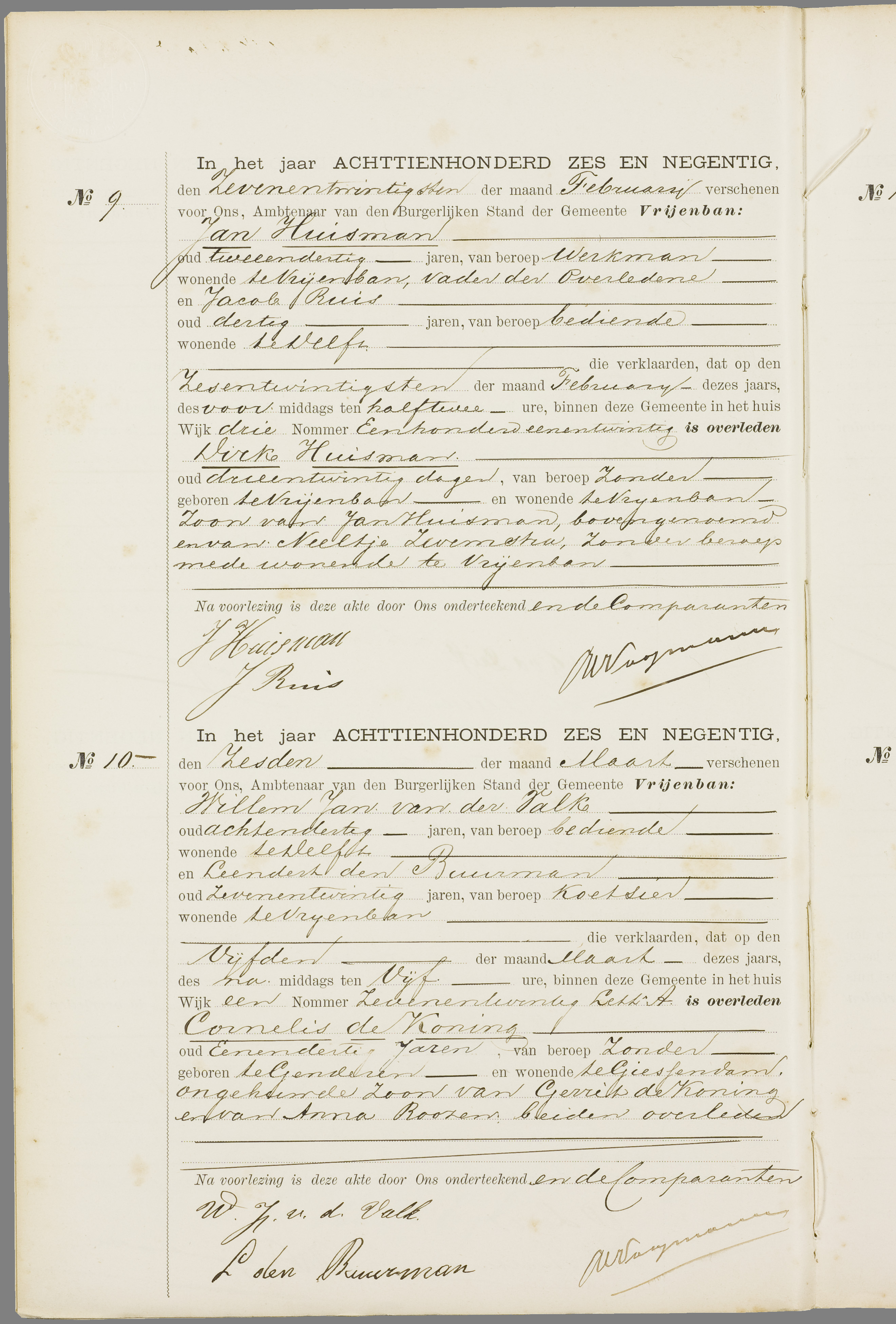 Scan 109 uit het bronpakket: Vrijenban: overlijdensakten 1893–1902