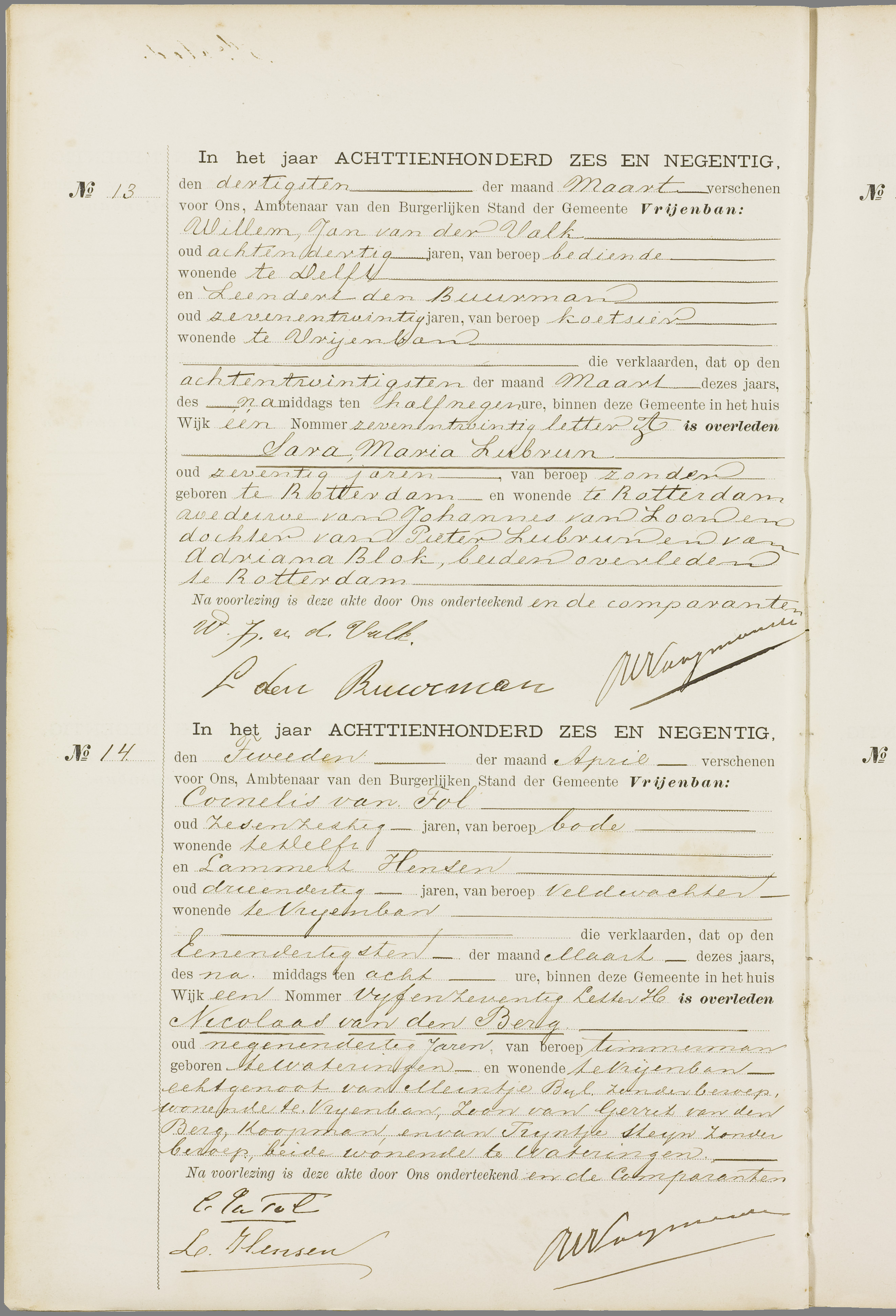 Scan 111 uit het bronpakket: Vrijenban: overlijdensakten 1893–1902